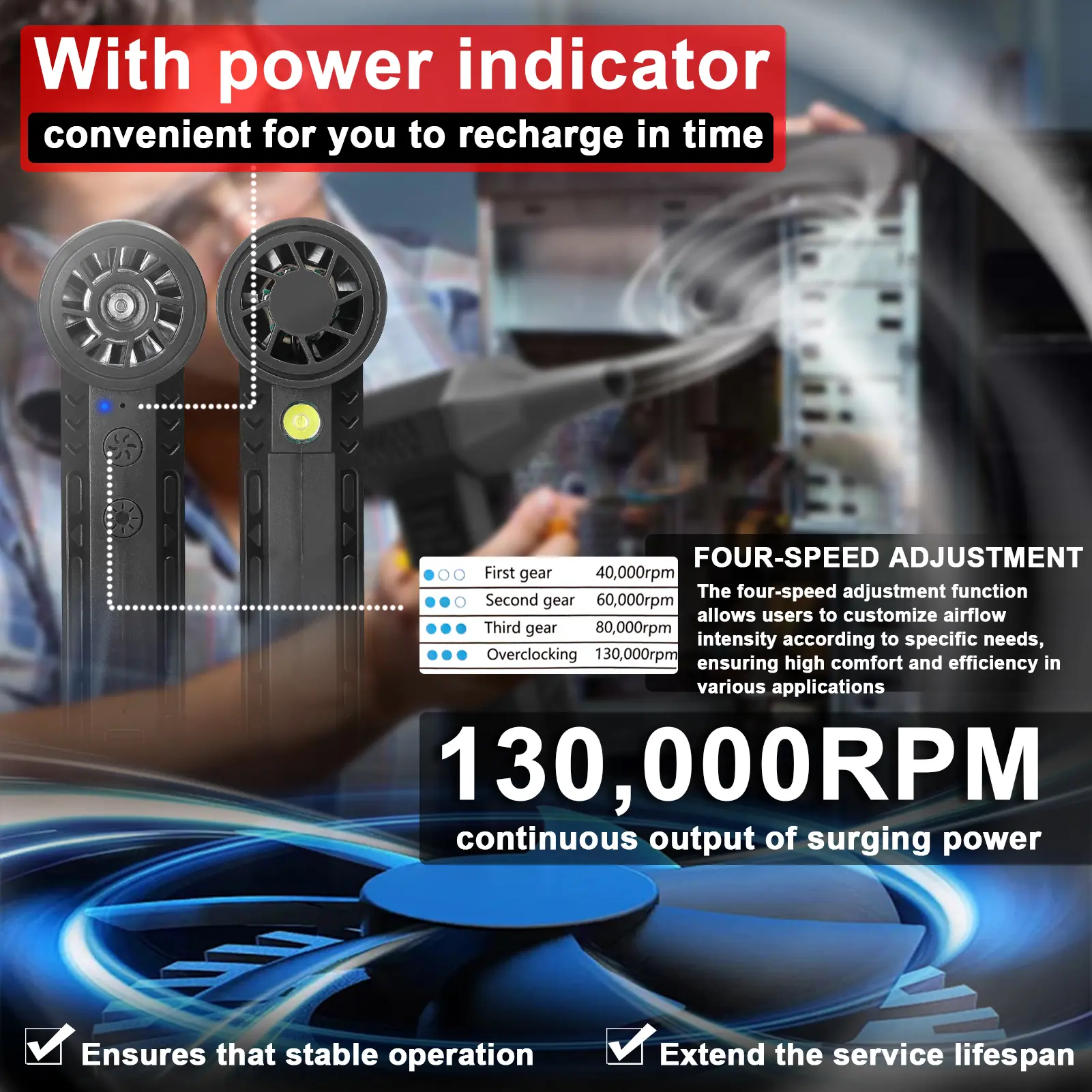 Handheld Ducted Turbofan 130,000RPM Jet Fan Lithium Violent Fan Portable Car Washer Multifunctional Dust Blower Keyboard Clean