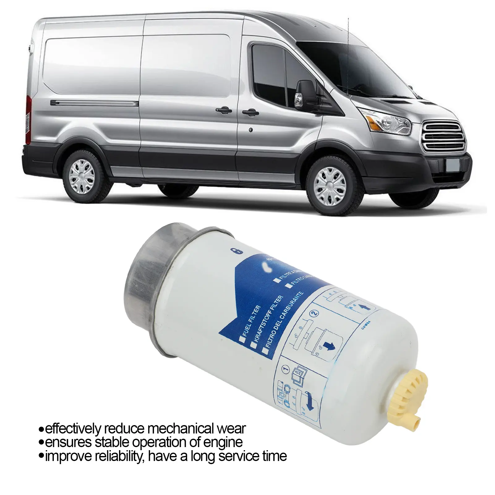 Fuel Filter  Fuel Filter Assy Assembly 1685861 Replacement for  Transit 2.2 2.4 3.2 MK7  2006‑2014 Fuel Filter