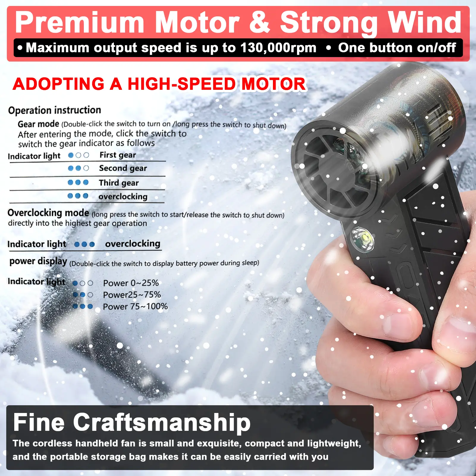 Handheld Ducted Turbofan 130,000RPM Jet Fan Lithium Violent Fan Portable Car Washer Multifunctional Dust Blower Keyboard Clean
