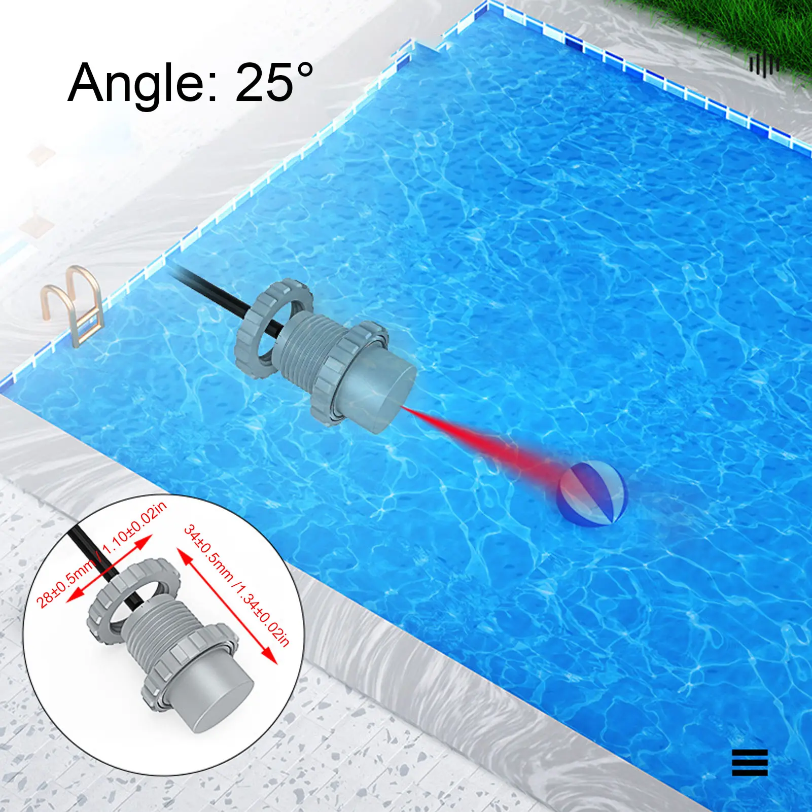 Ultrasonic Underwater Ranging Sensor Temperature Compensation ROV Ultrasonic Sensor Static  for Swimming Pool Robots