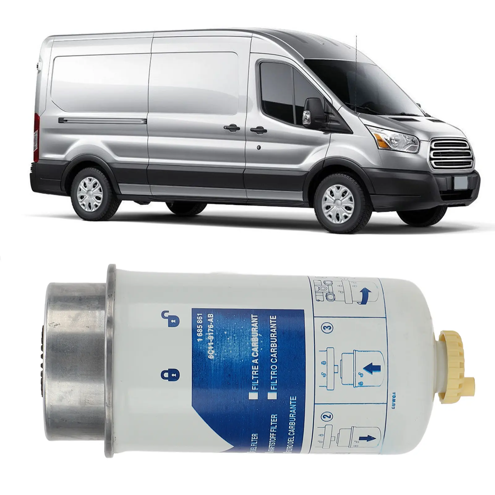 Fuel Filter  Fuel Filter Assy Assembly 1685861 Replacement for  Transit 2.2 2.4 3.2 MK7  2006‑2014 Fuel Filter