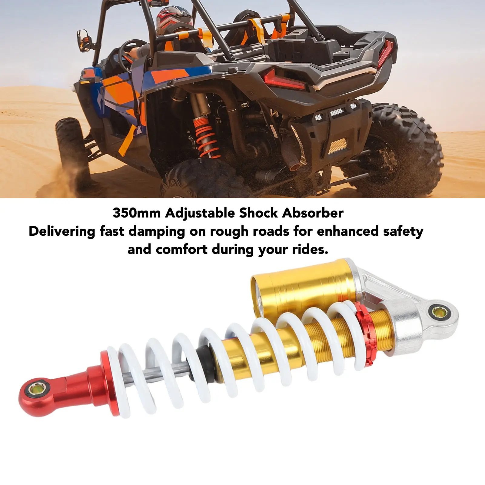 Adjustable Spring Shock Damper 350mm 13.78in Stylish Look ATV Adjustable Shock Absorber for ATV Quad Dirt Bike Go Kart Scooter