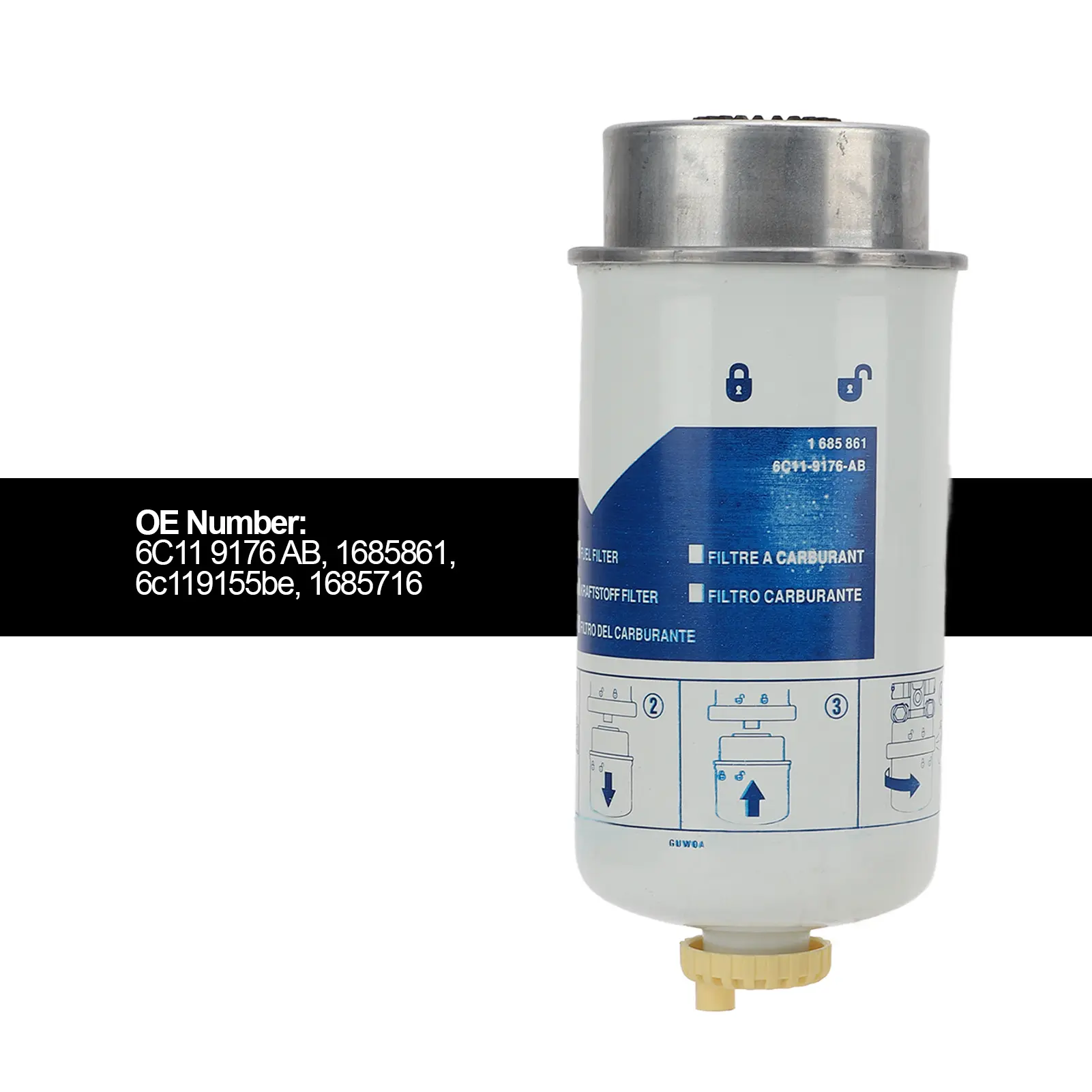 Fuel Filter  Fuel Filter Assy Assembly 1685861 Replacement for  Transit 2.2 2.4 3.2 MK7  2006‑2014 Fuel Filter