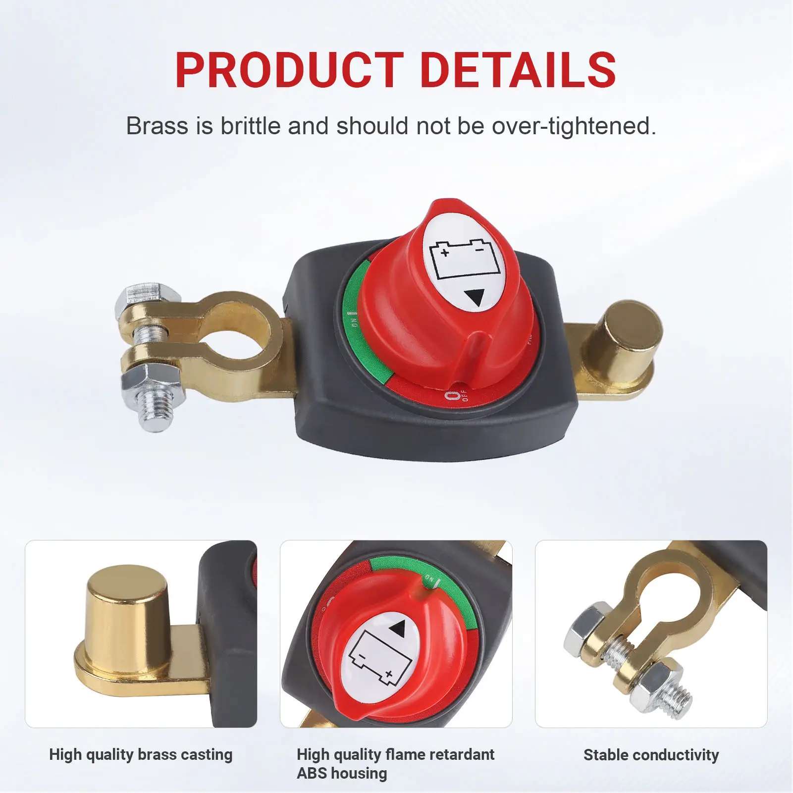 Battery Cut Off  Easy To Use Excellent Conductivity 275A Battery Disconnect  On Off 2 Position for Vehicle RV Boat