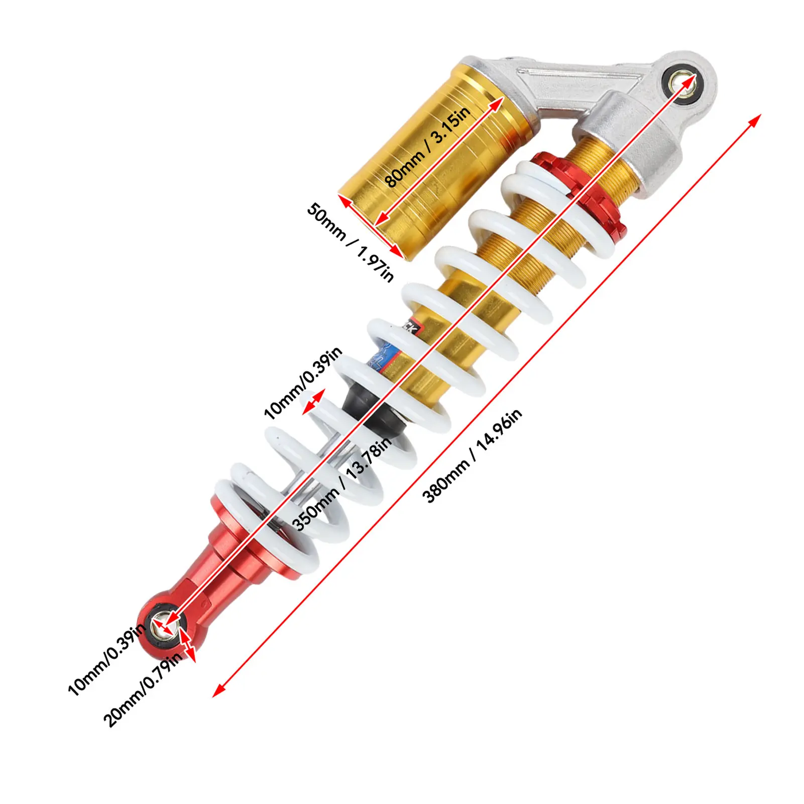 Adjustable Spring Shock Damper 350mm 13.78in Stylish Look ATV Adjustable Shock Absorber for ATV Quad Dirt Bike Go Kart Scooter