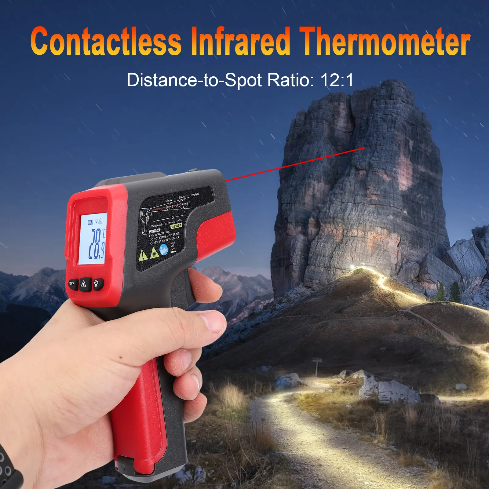 Infrared Thermometer Temperature Gun, Digital IR Heat Surface Temp Gun, Contactless Thermal Gun for Cooking Food BBQ Pizza Oven