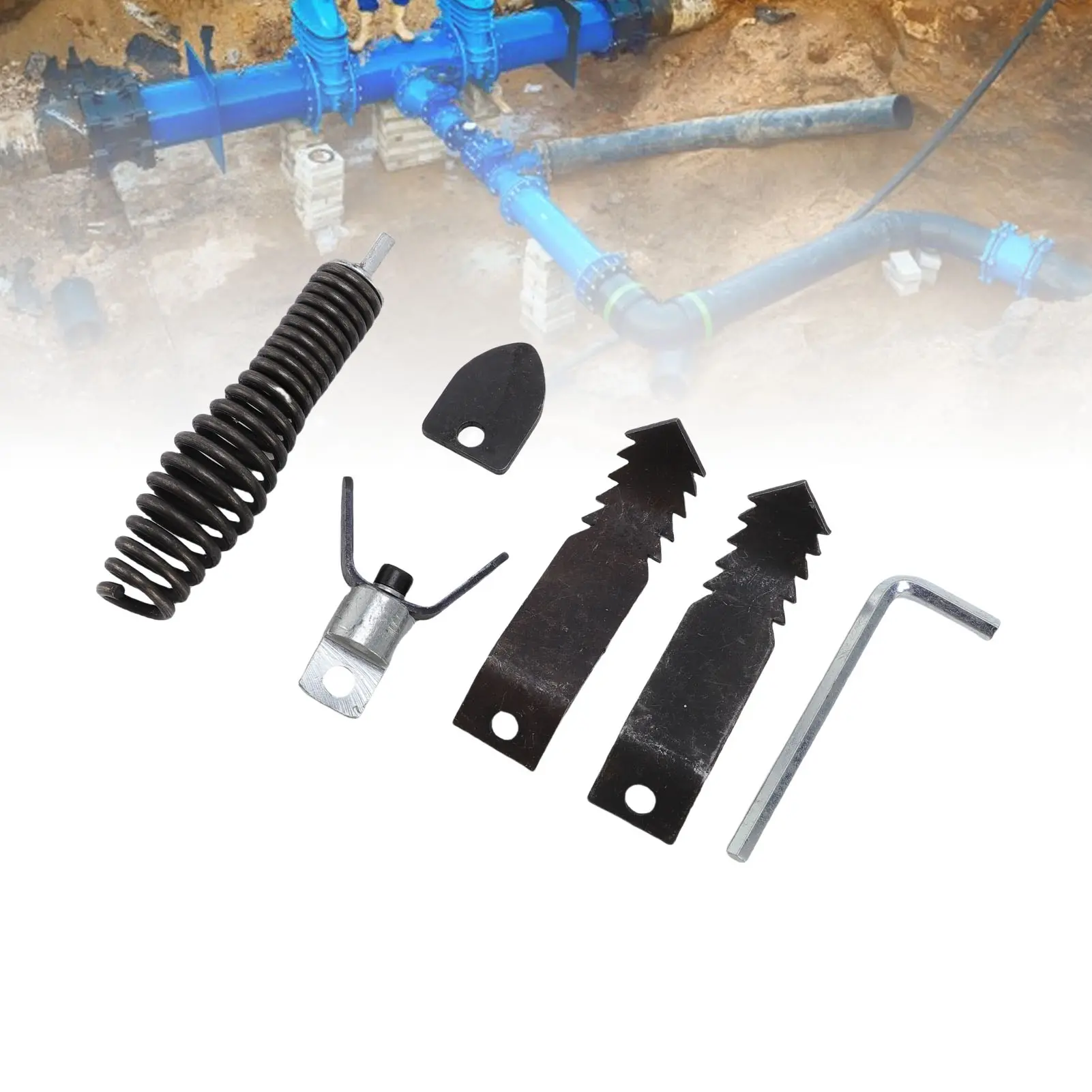 Drain Cleaner Cutter and Auger Set Drain Cleaner Drill Attachment Stainless Steel Practical Multi Functional for Pipe Cleaning
