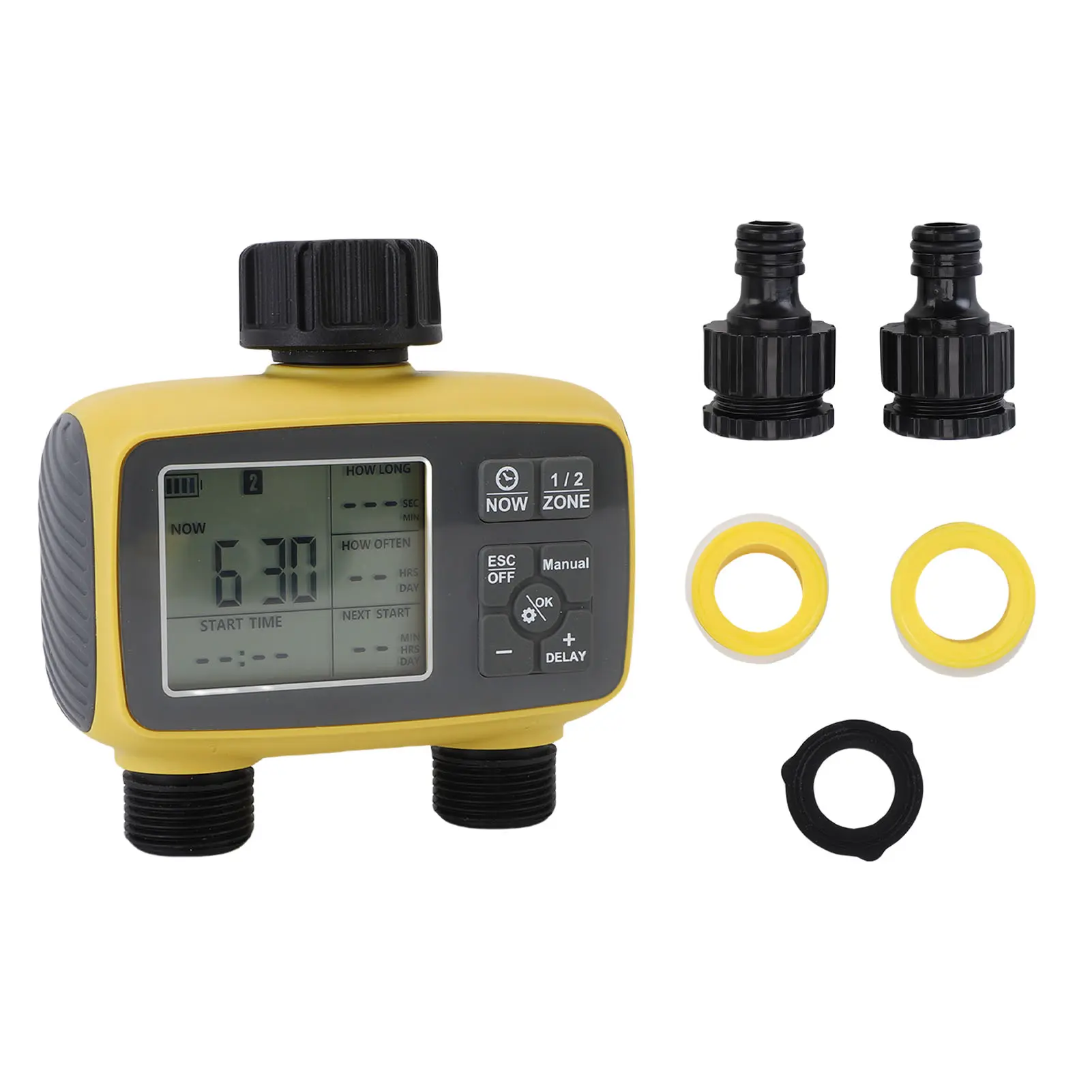 Sprinkler Timer 2 Zone Programmable Rain Delay IPX5 Water Proof Hose Irrigation Controller for Lawn Yard Pool Sprinkler Timer
