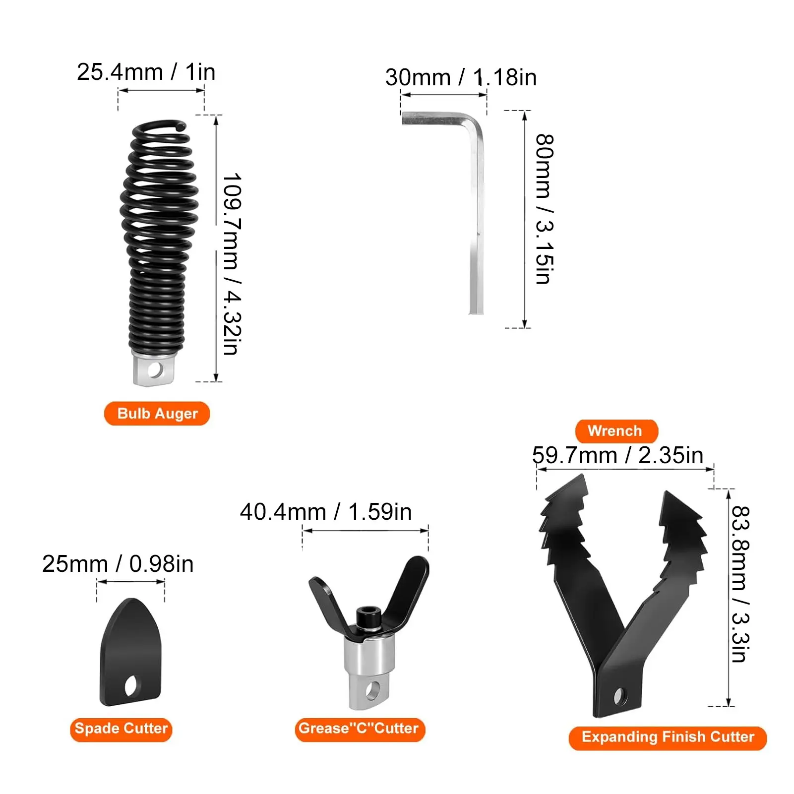 Drain Cleaner Cutter and Auger Set Drain Cleaner Drill Attachment Stainless Steel Practical Multi Functional for Pipe Cleaning