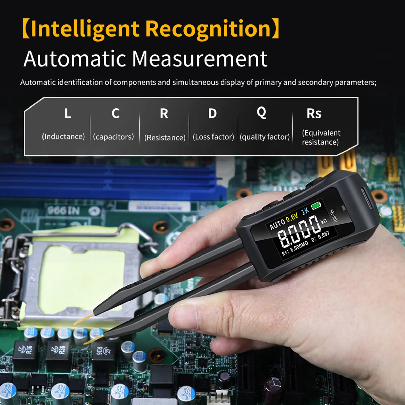 LCR Meter Tweezer 10KHz Digital Multimeter Tester with OLED Display for Inductance Capacitance Resistance Diode Switch  Analyzer