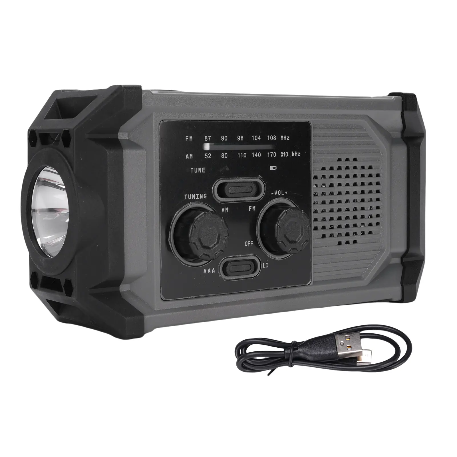 Solar Hand Crank Radio Multi Functional IPX4  Proof Emergency AM Frequency Modulation Radio with LED Flashlight Solar Radio