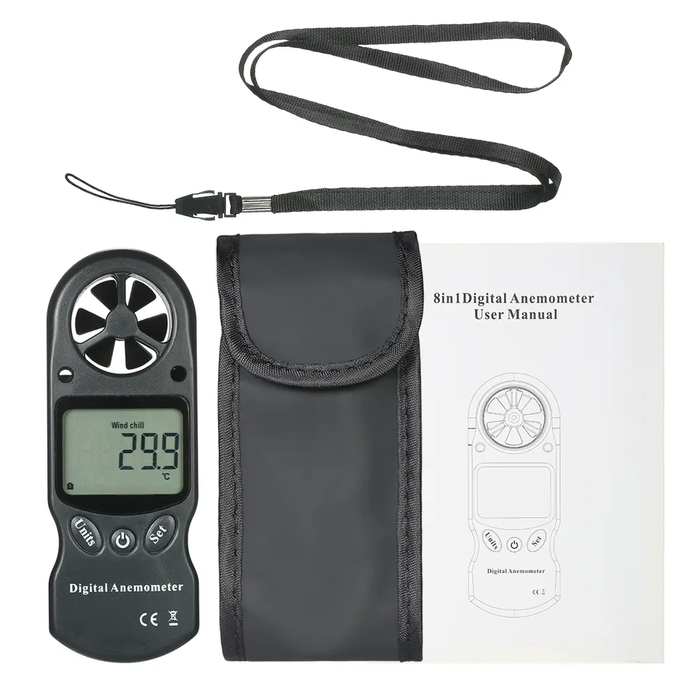 8 in 1 Handheld Digital Anemometer Wind Speed/Temperature/Humidity/Wind Chill/Heat Index/Dew Point/Barometric Pressure/Altitude
