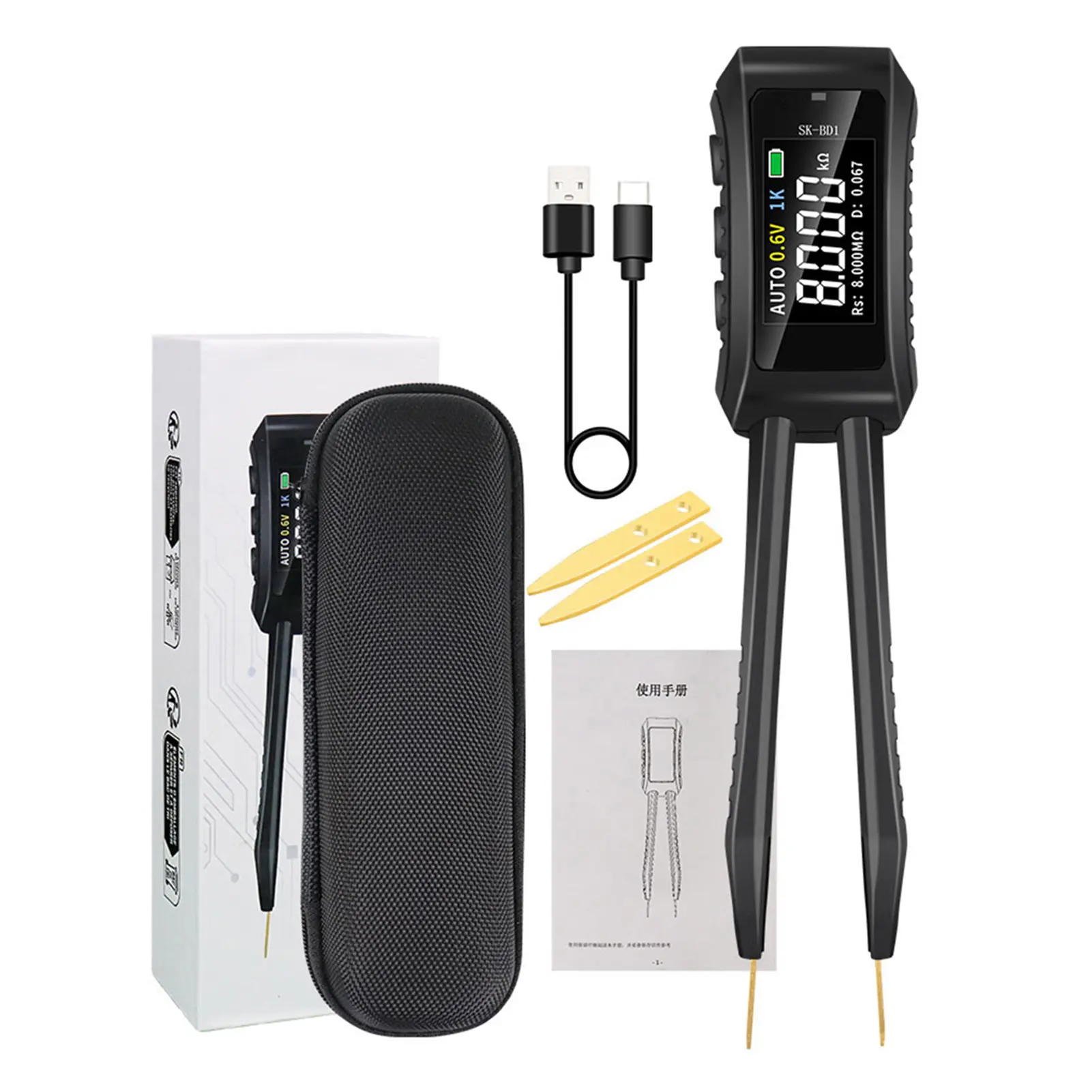 LCR Meter Tweezer 10KHz Digital Multimeter Tester with OLED Display for Inductance Capacitance Resistance Diode Switch  Analyzer