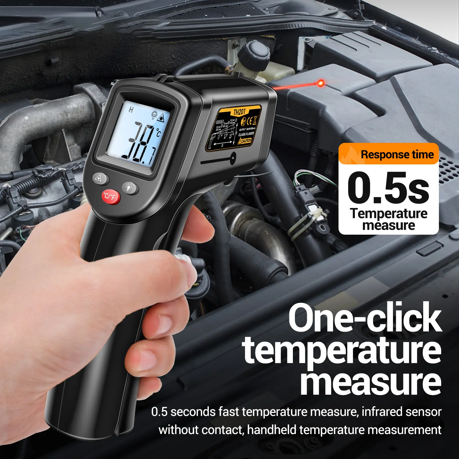 -50℃～400℃ Non-Contact Infrared Thermometer IR Laser Thermometer Handheld Digital Temperature Tester Industrial Thermometer TH201