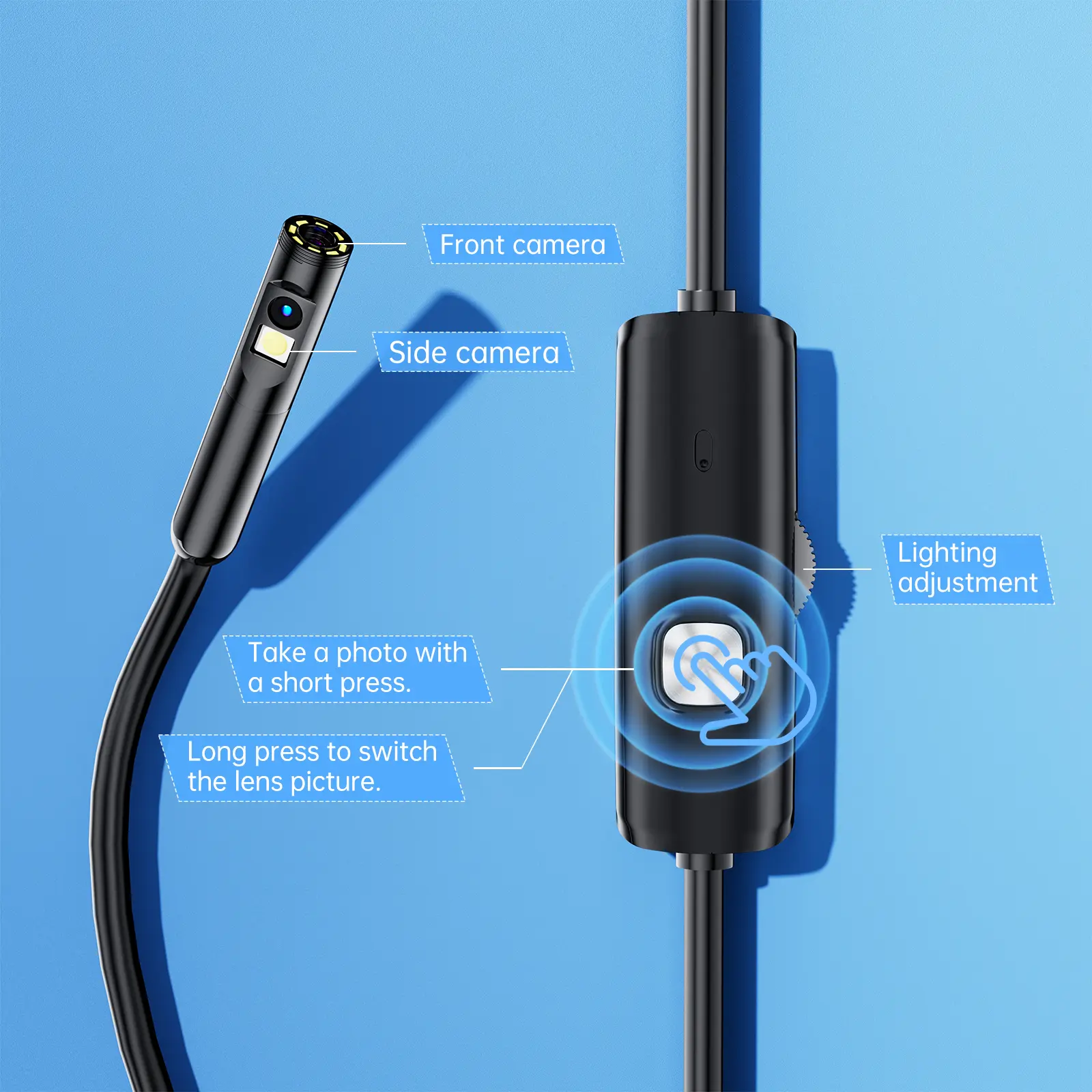 Endoscope Inspection Camera for iOS Android Mini Inspection Camera Dual Lens Waterproof Pipeline Borescope