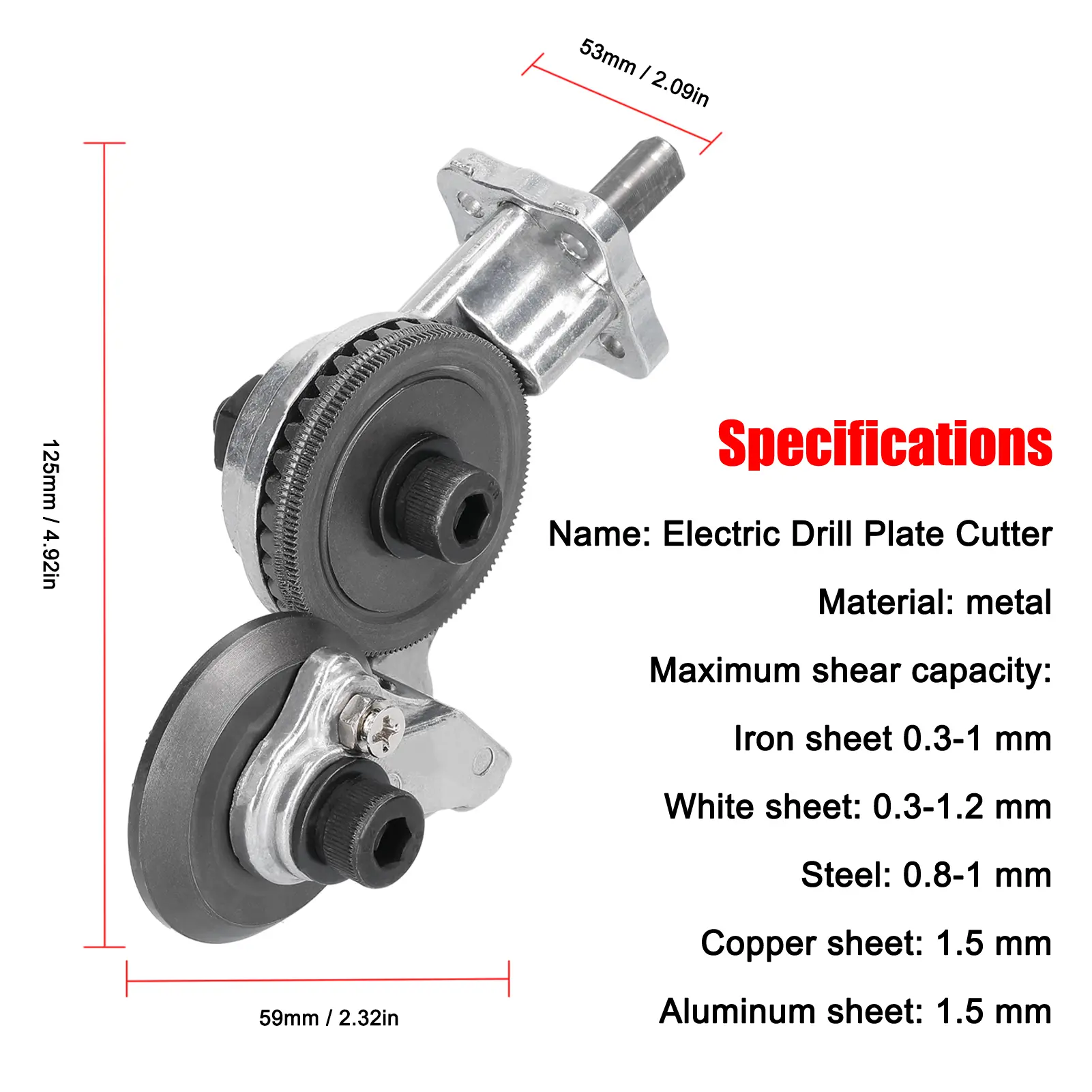 Electric Drill Refitting Plate Cutter 0.8-2mm Metal Iron Tin Plate Quick Cutting Tool Labor-Saving Impact Drill Auxiliary Cutter