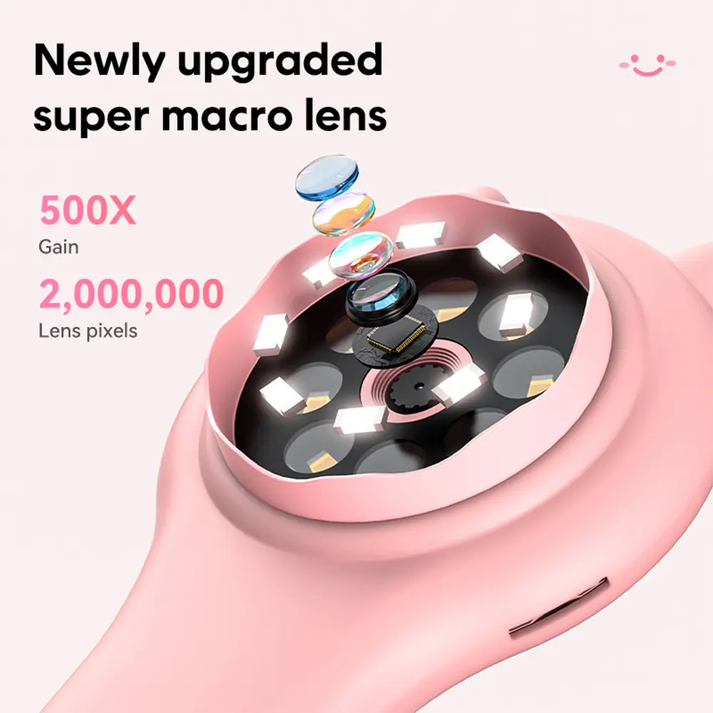 Microscope for Kids 2-inch IPS Screen Magnifying Glass with 8 LED Light 500X Magnifying Glass for Reading Windows/Mac Compatible