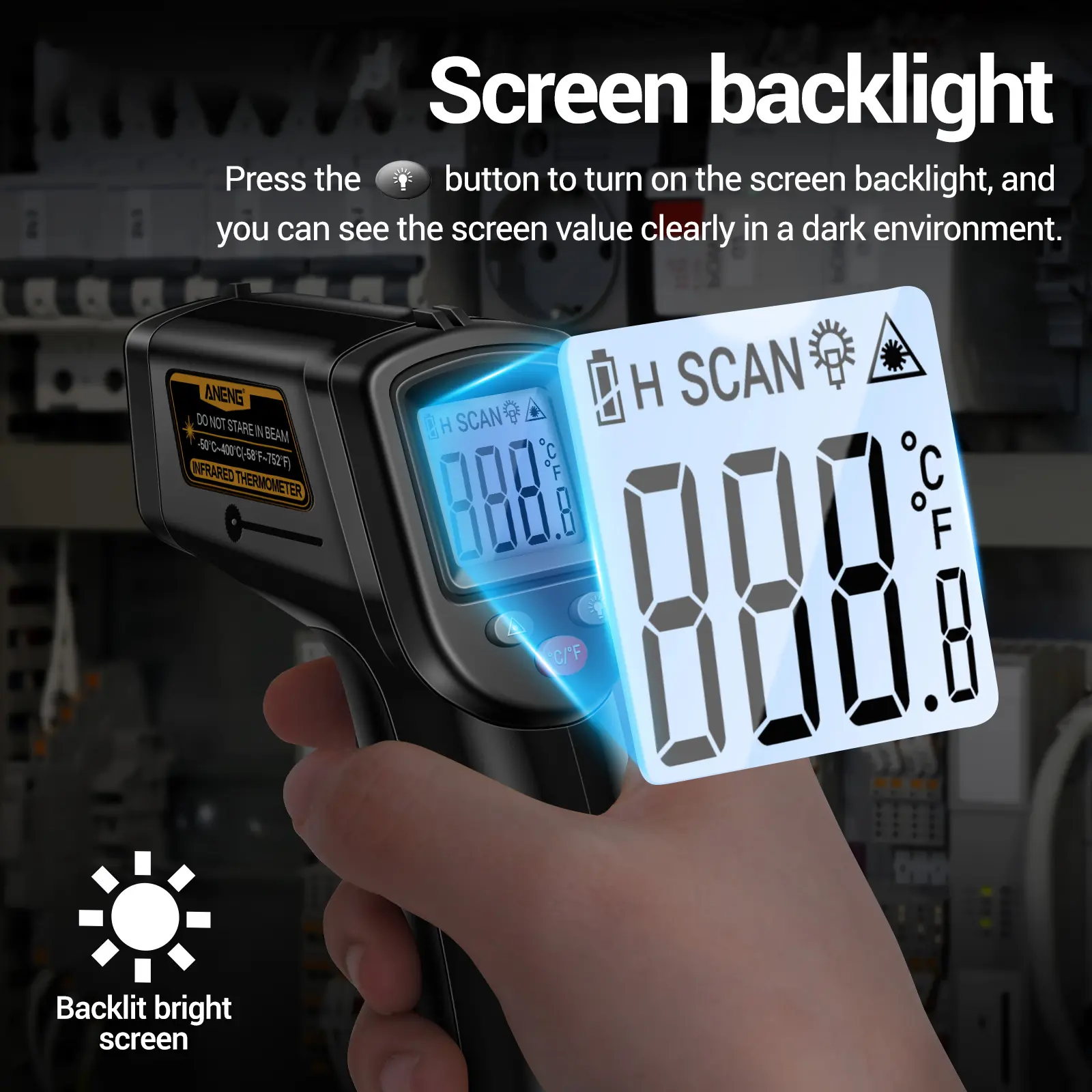 -50℃～400℃ Non-Contact Infrared Thermometer IR Laser Thermometer Handheld Digital Temperature Tester Industrial Thermometer TH201