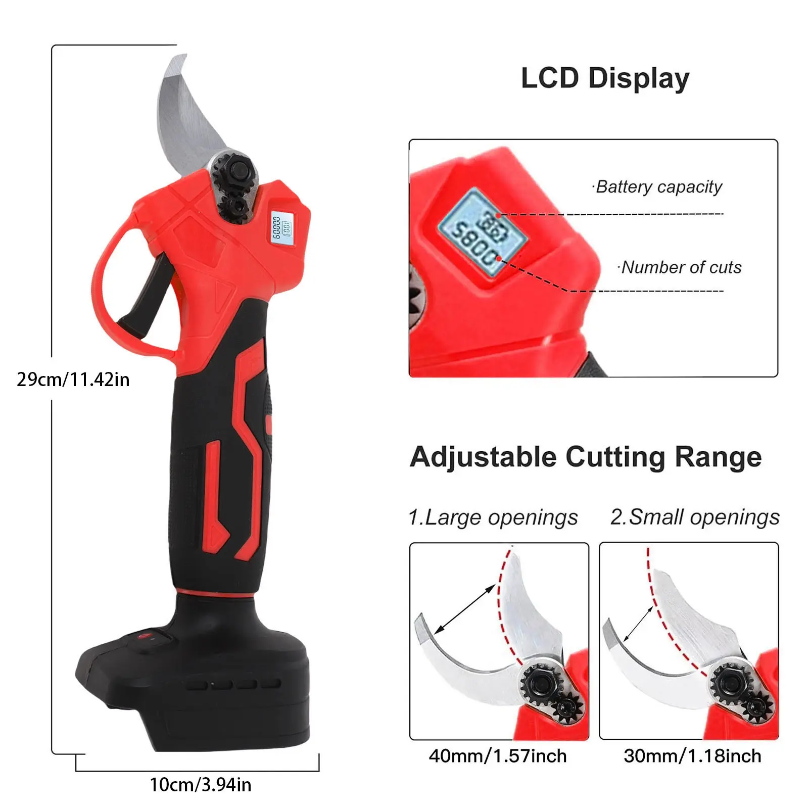 Cordless Branch Cutter 30mm Cutting Diameter Sharply Sturdy Safety Lock Ergonomic SK5 Blades Electric Pruning Shears for Yard