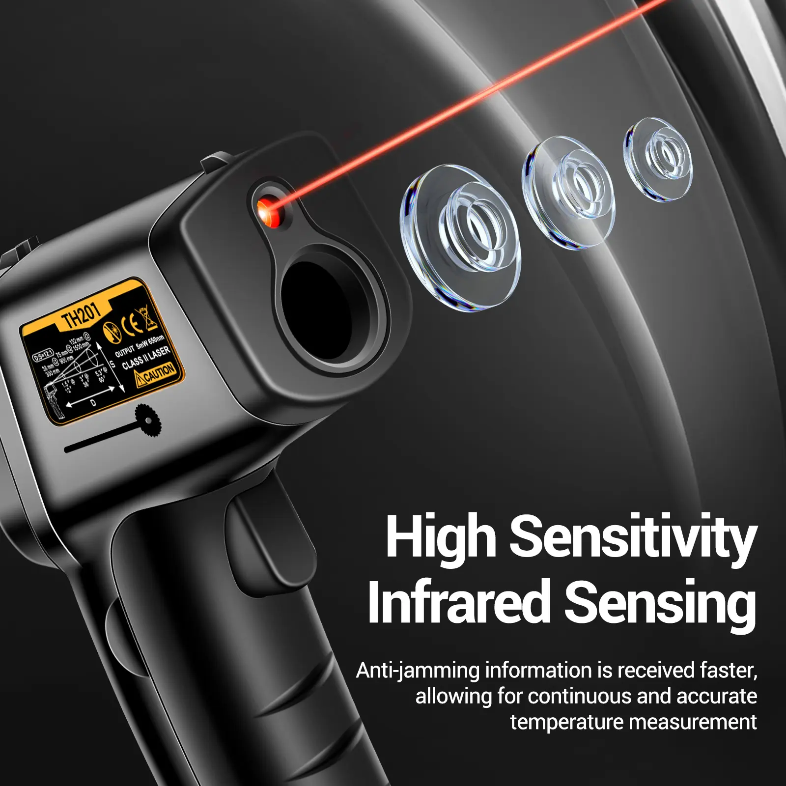 -50℃～400℃ Non-Contact Infrared Thermometer IR Laser Thermometer Handheld Digital Temperature Tester Industrial Thermometer TH201