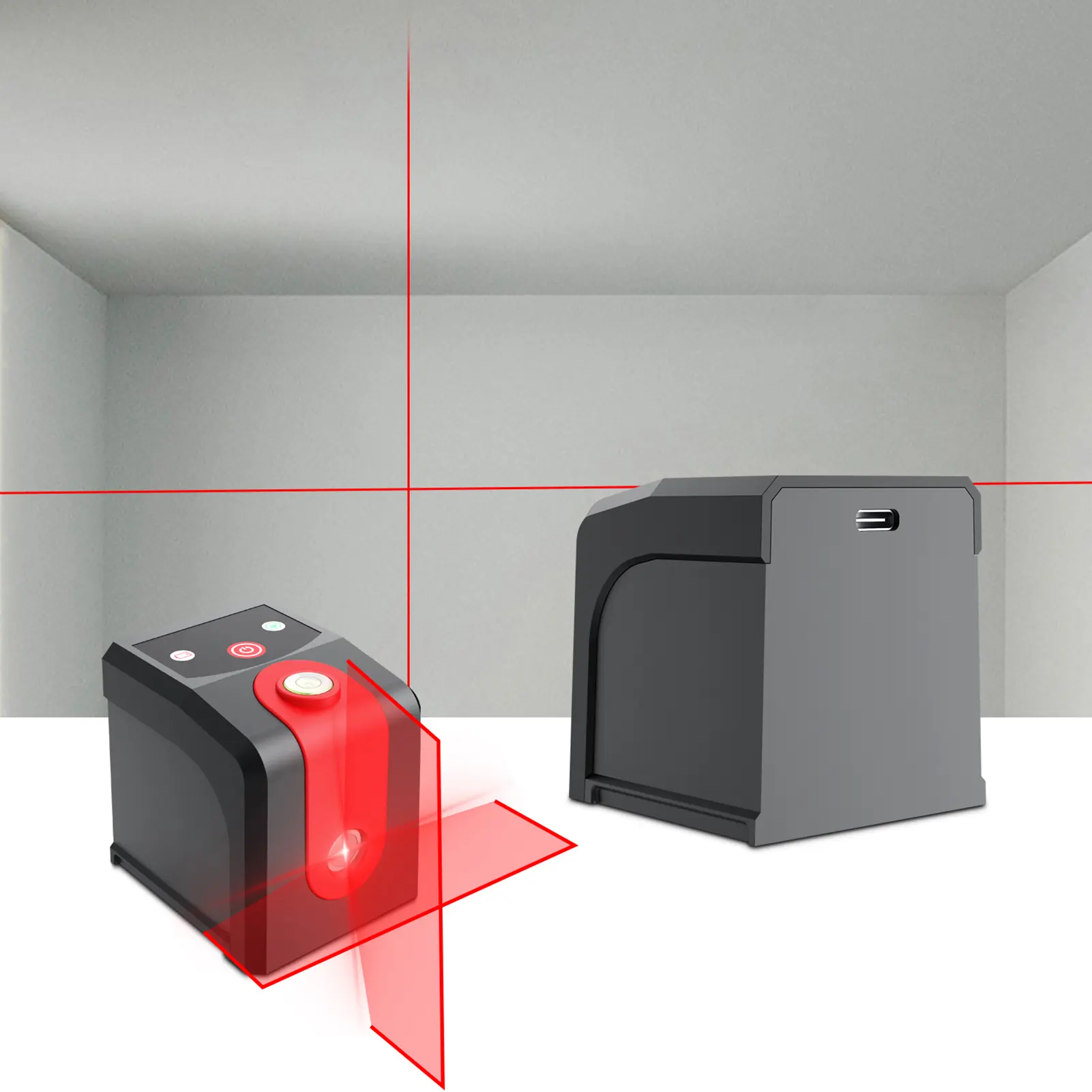 Portable Self-Leveling Laser Level with Rechargeable Battery, Type-C Charging, 2 Lines, ±4.5mm/3 Meter Accuracy, IP54 Waterproof