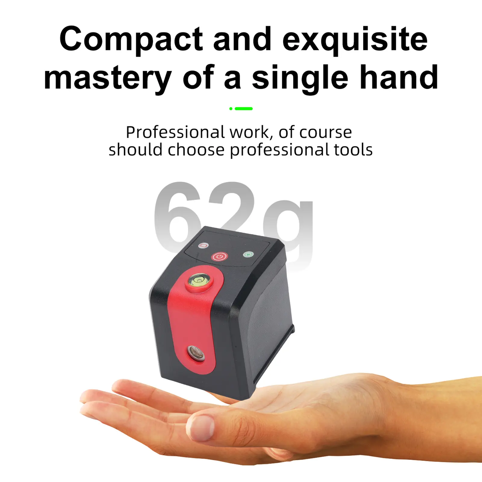 Portable Self-Leveling Laser Level with Rechargeable Battery, Type-C Charging, 2 Lines, ±4.5mm/3 Meter Accuracy, IP54 Waterproof