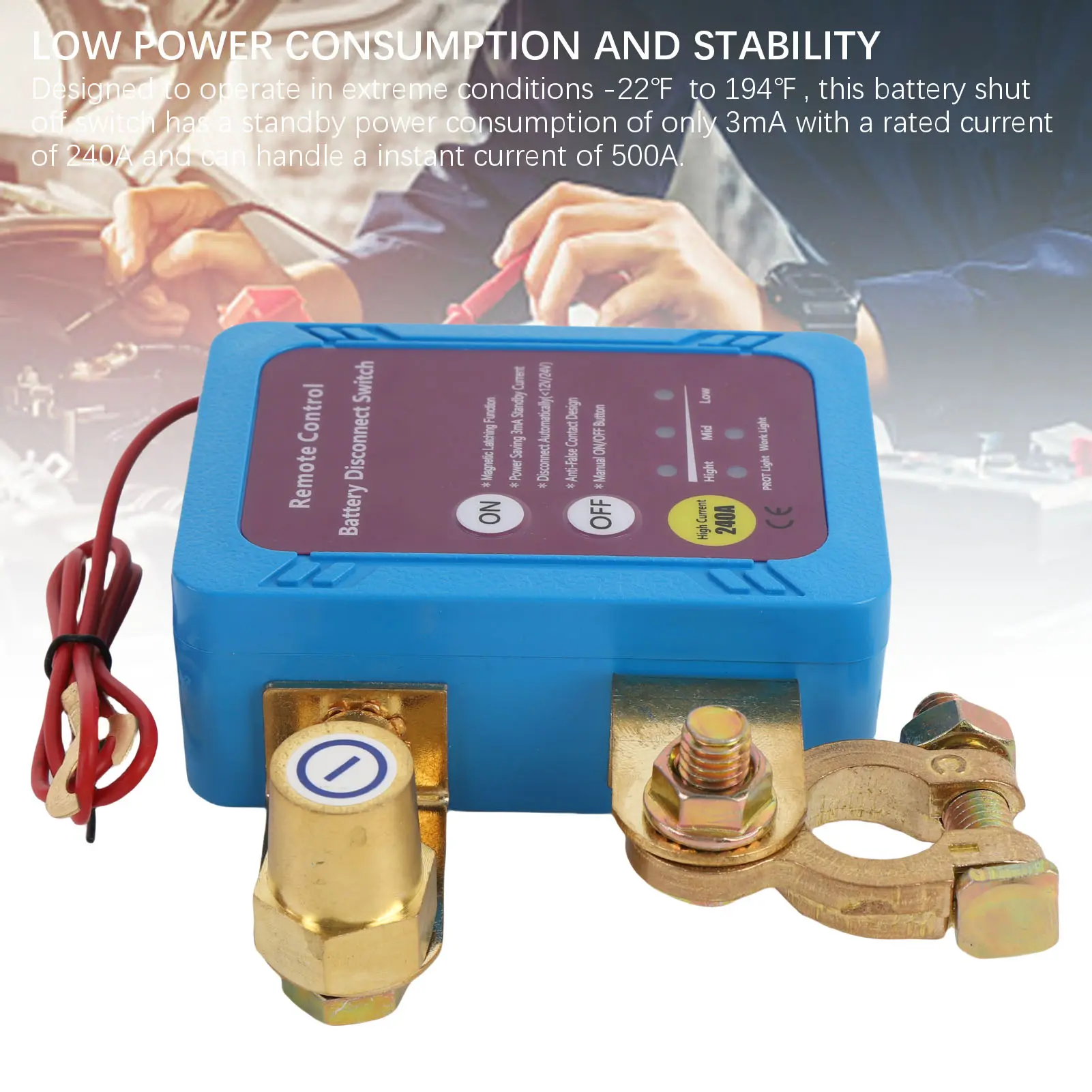 Smart Voltage Cut Off  Sensitive Remote Battery Disconnect  240 A Flexible Installation for Auto RV ATV Truck Boat