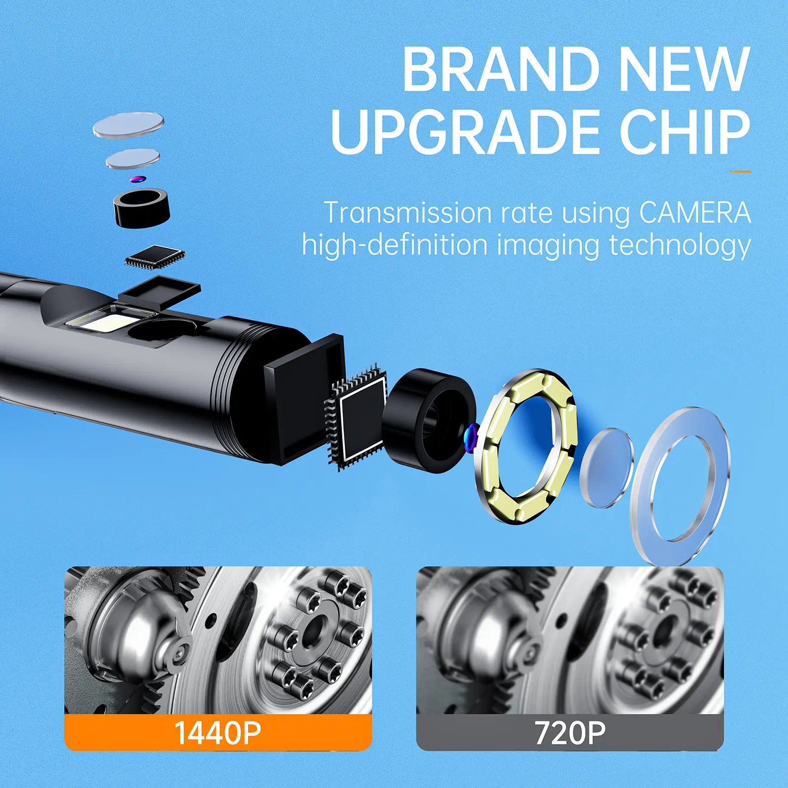 Endoscope Inspection Camera for iOS Android Mini Inspection Camera Dual Lens Waterproof Pipeline Borescope