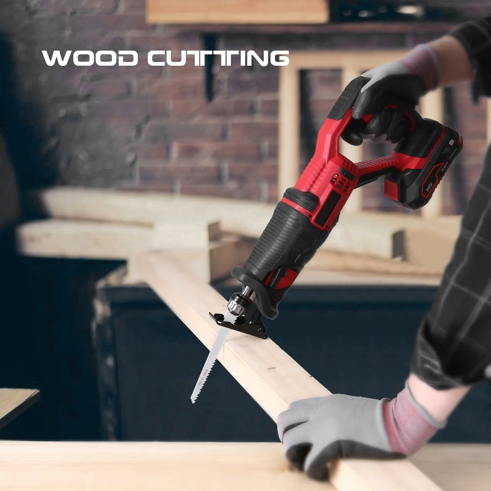20V Cordless Reciprocating Saw Kit 2000mAh battery faster cutting speed