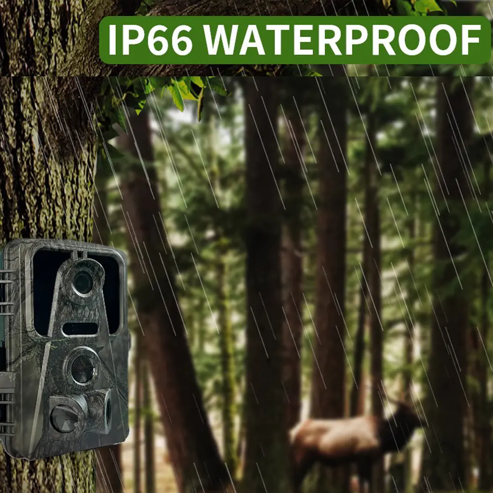 120° Wide Angle Lens Trail Camera IPS Display Wildlife Camera Infrared Tracking Sensor Night Vision Camera Waterproof 3 PIR Lens