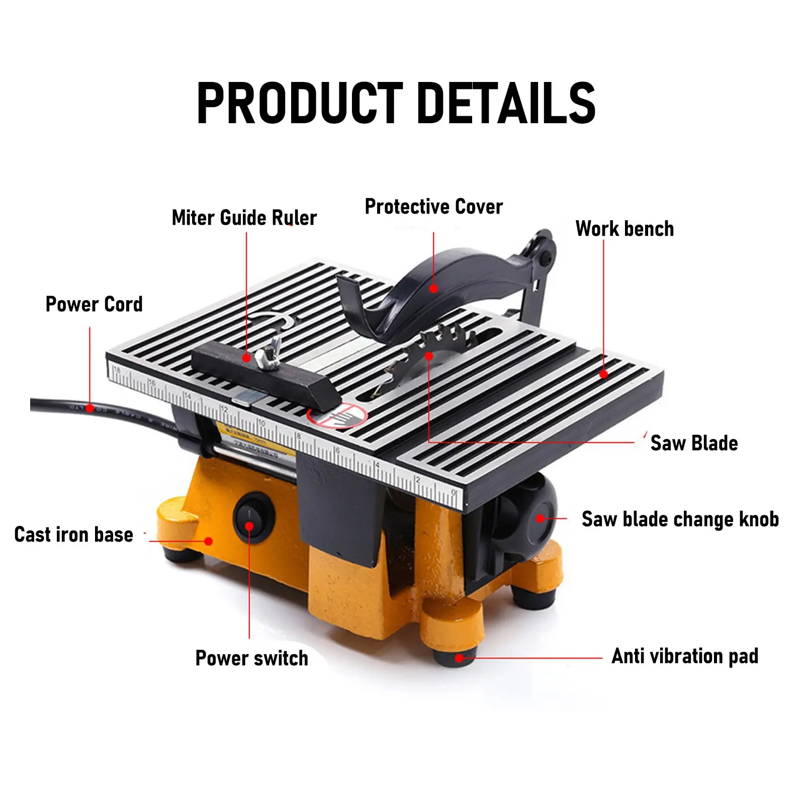 Portable Crafts Table Saw Compact Accurate Cutting Mini Table Saw Low Noise Beginner Friendly Multi Functional for Woodworking