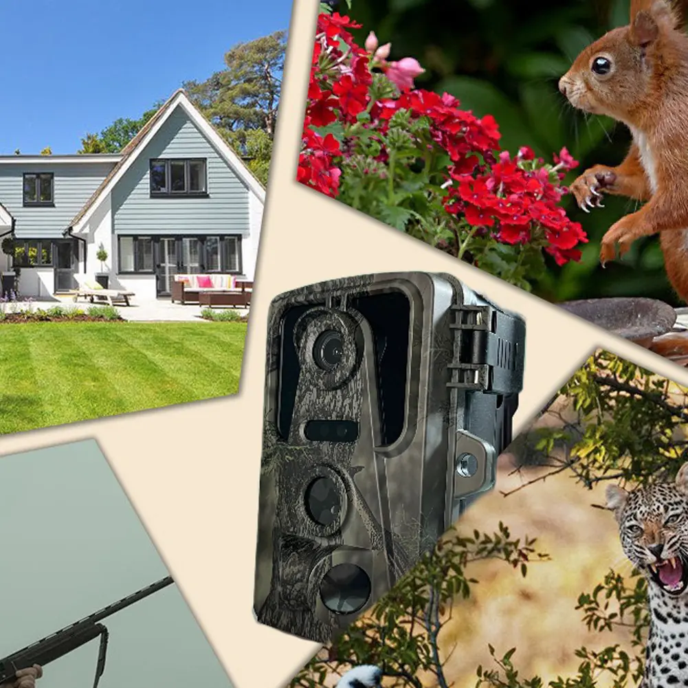 120° Wide Angle Lens Trail Camera IPS Display Wildlife Camera Infrared Tracking Sensor Night Vision Camera Waterproof 3 PIR Lens