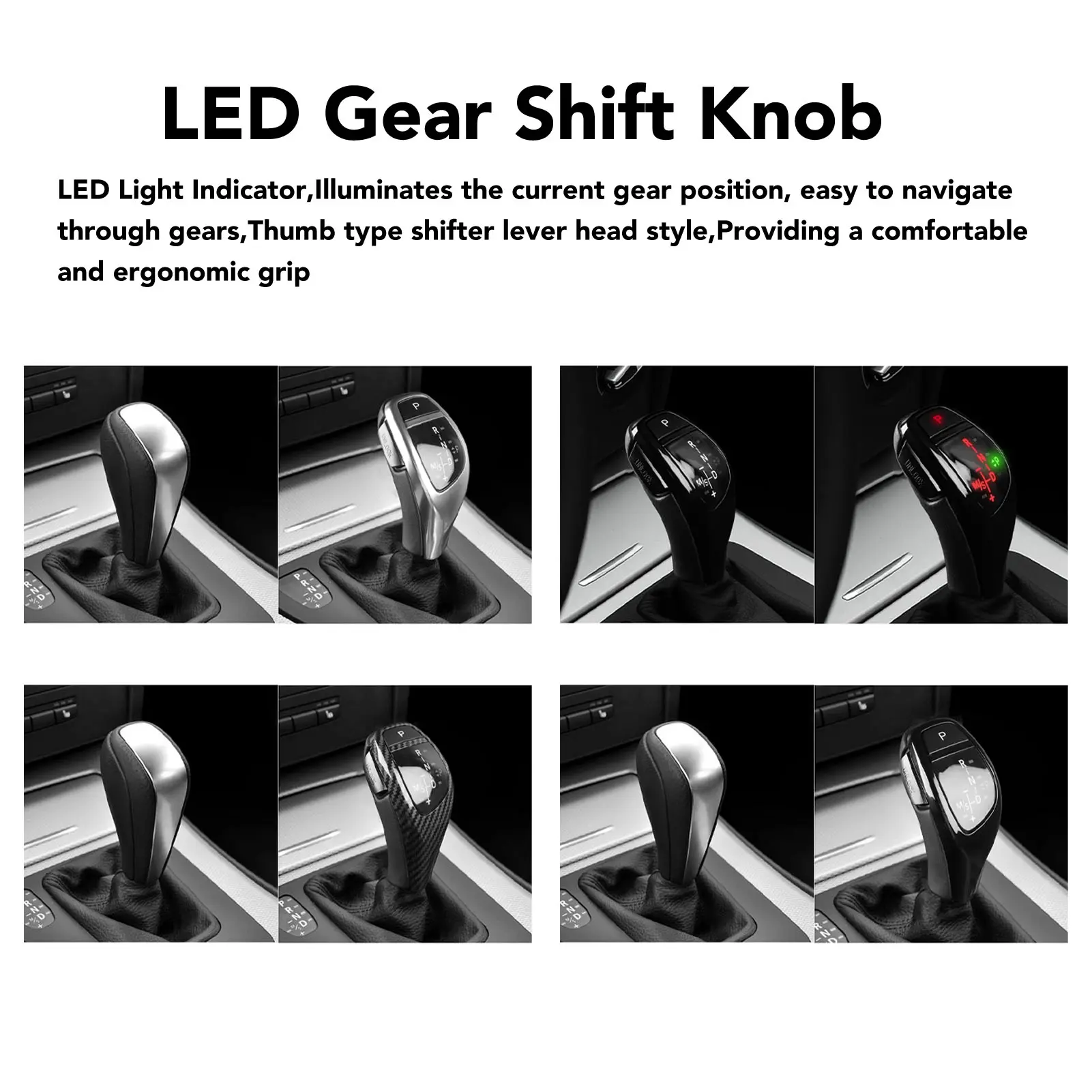 Gear Shift Knob Automatic Gear Shift Knob Red Start Button LED Electronic Car Lever Handle Shifter Head Fit For 5 Series E60 E61