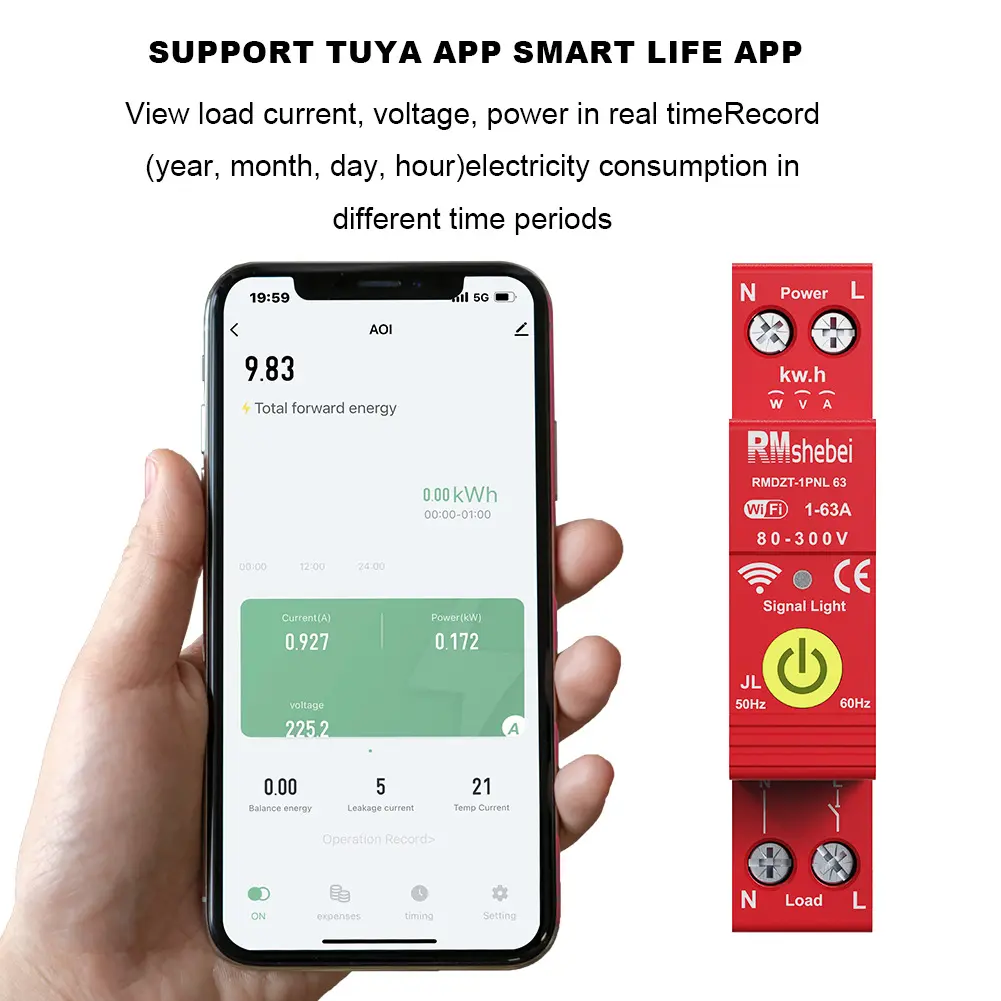 Tuya WiFi Intelligent Circuit Breaker Automatic Reclosing Switch Timer APP Control Compatible with Alexa Google