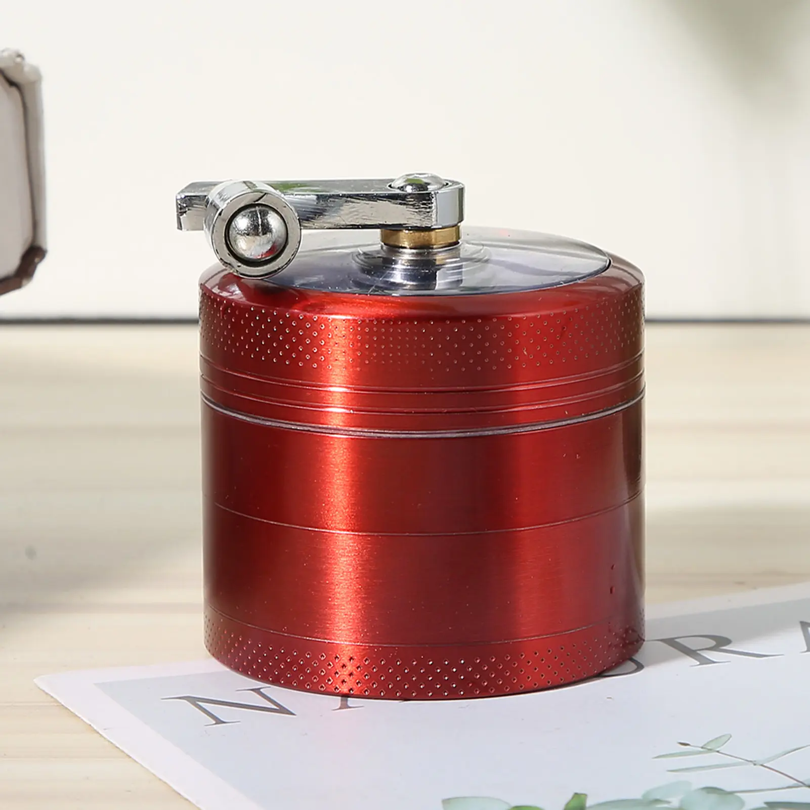 4 Layer Smoking Grinder Hand-Shaked Zinc Alloy Grinding Tool 55mm with Magnetic Cover 4-Layer Smoking Grinder
