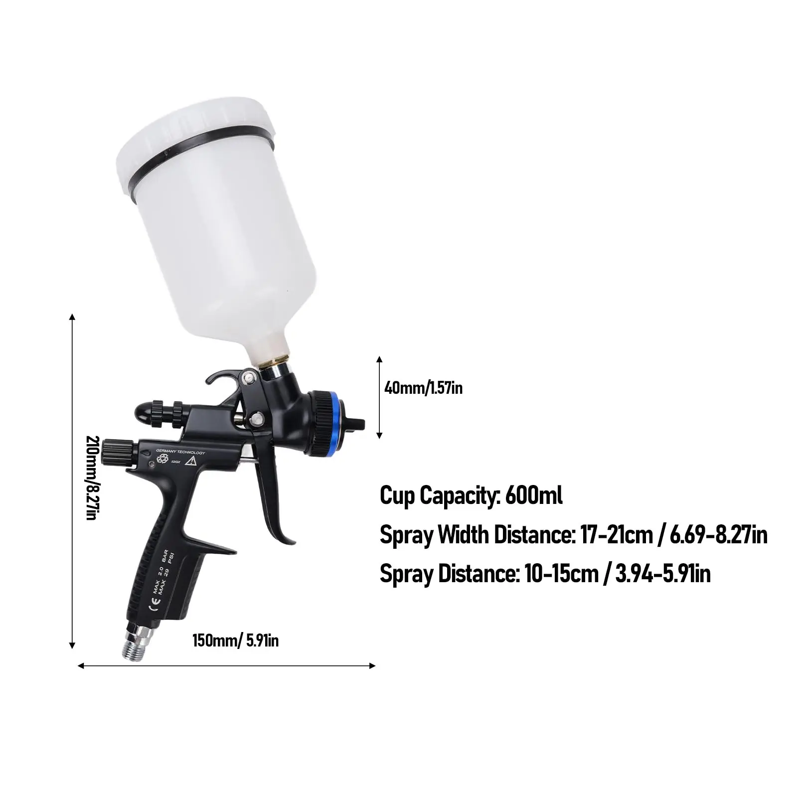 HVLP Air Spray Tool Comfortable Grip Multipurpose Uniform Spraying 1.3mm Nozzle Stainless Steel Paint Spray Tool for Furniture