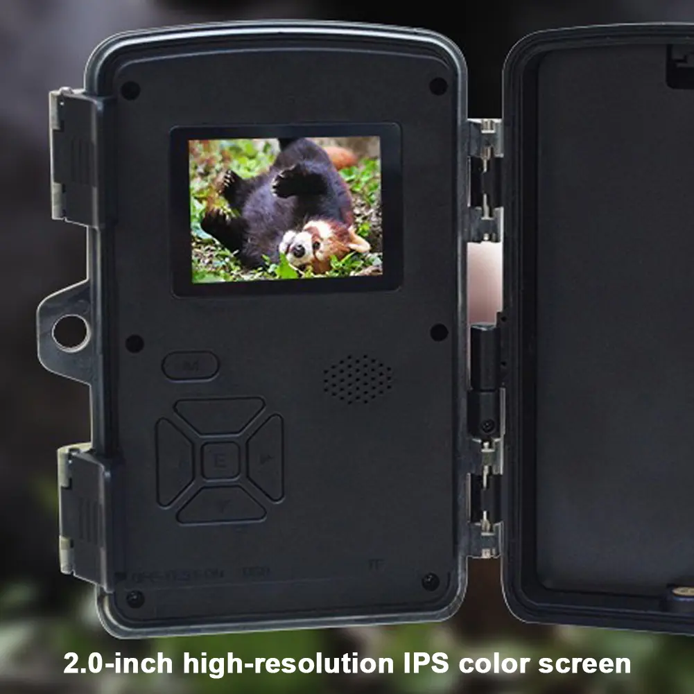 120° Wide Angle Lens Trail Camera IPS Display Wildlife Camera Infrared Tracking Sensor Night Vision Camera Waterproof 3 PIR Lens