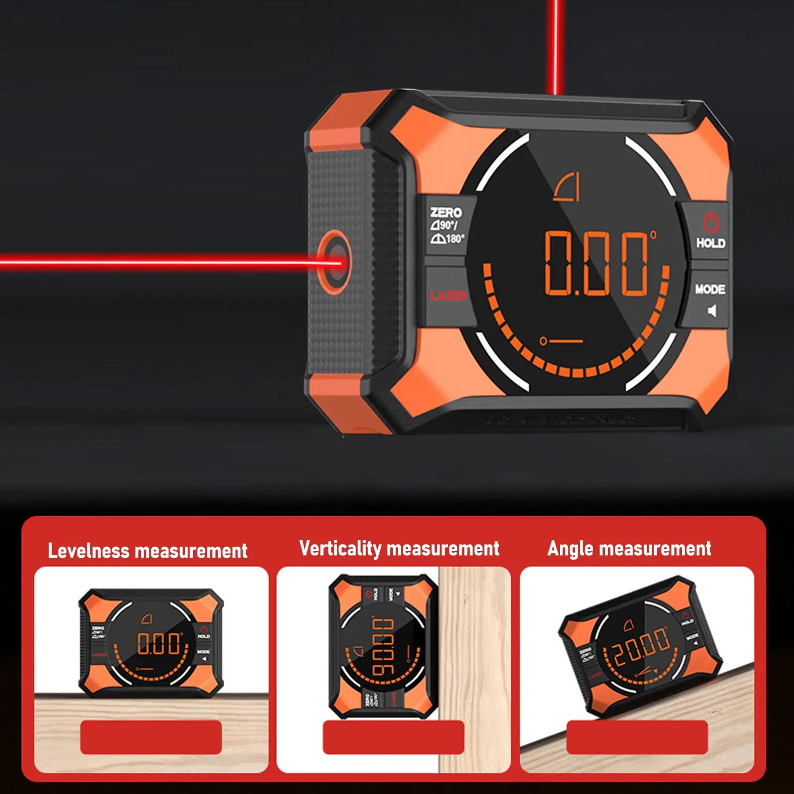 Digital Angle Meter with Magnetic 3 in 1 Finder Inclinometer Accurate Electronic Level Accessory Woodworking Tool 650mAh
