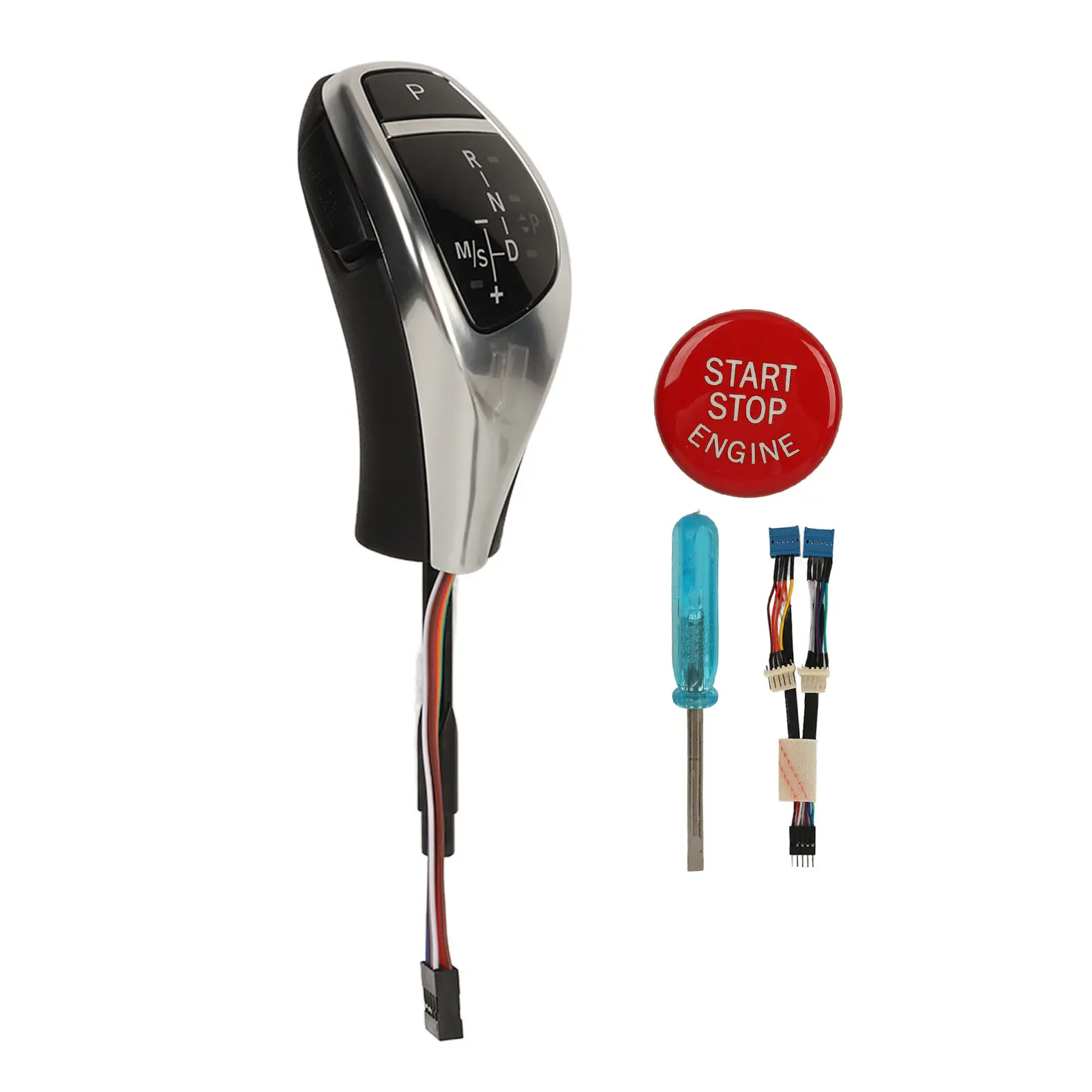 Gear Shift Knob Automatic Gear Shift Knob Red Start Button LED Electronic Car Lever Handle Shifter Head Fit For 5 Series E60 E61