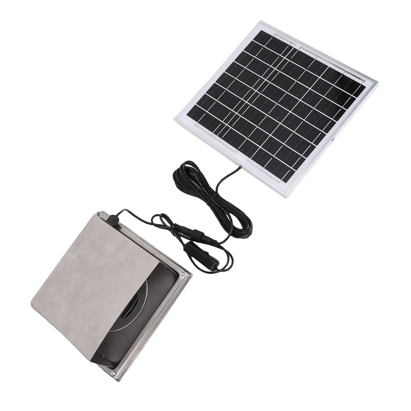 Solar Powered Exhaust Fan Aluminum Alloy Stainless Steel IP67 Water Proof High Efficiency Solar Panel Fan Kit for Chicken Coop