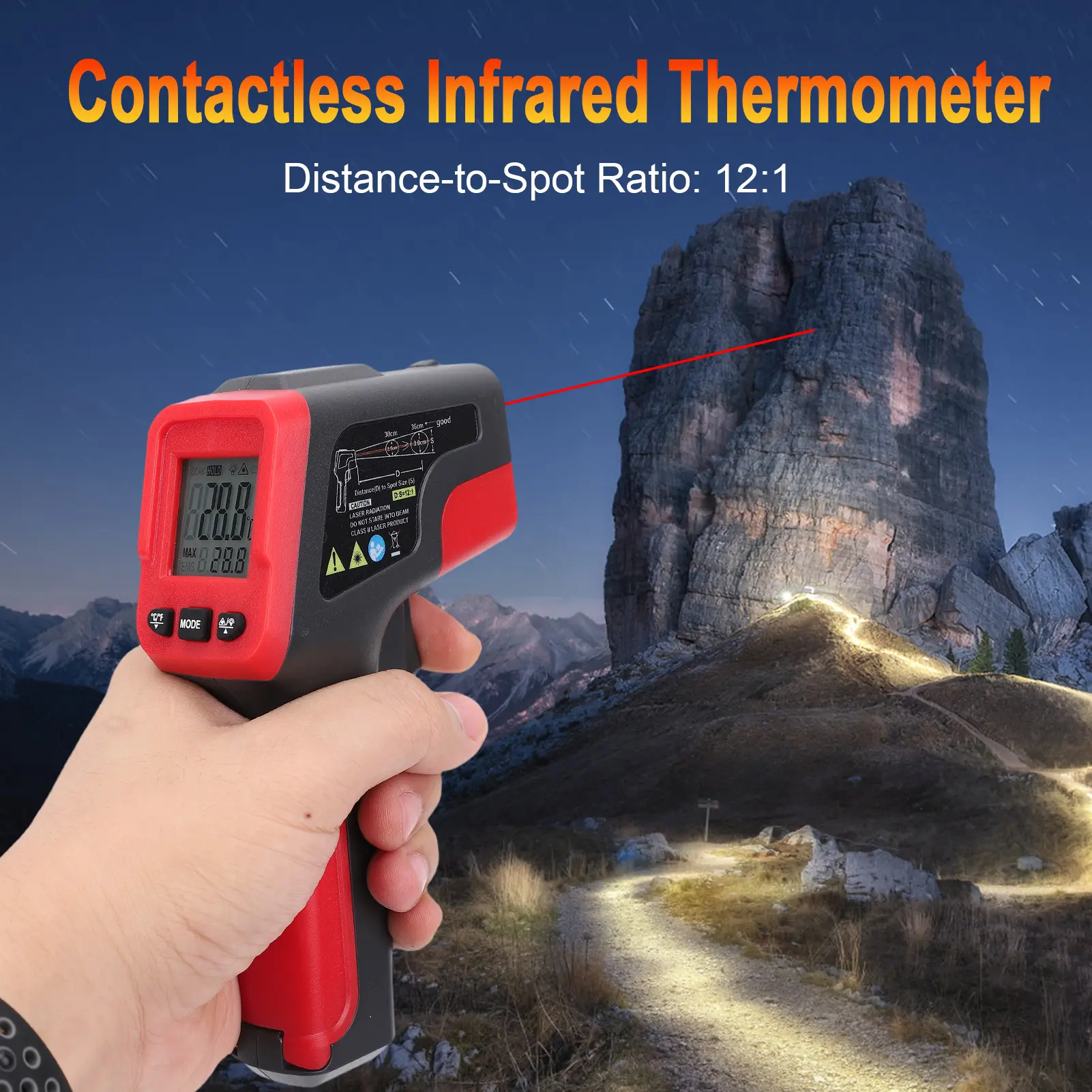 Infrared Thermometer Temperature Gun, Digital IR Heat Surface Temp Gun, Contactless Thermal Gun for Cooking Food BBQ Pizza Oven