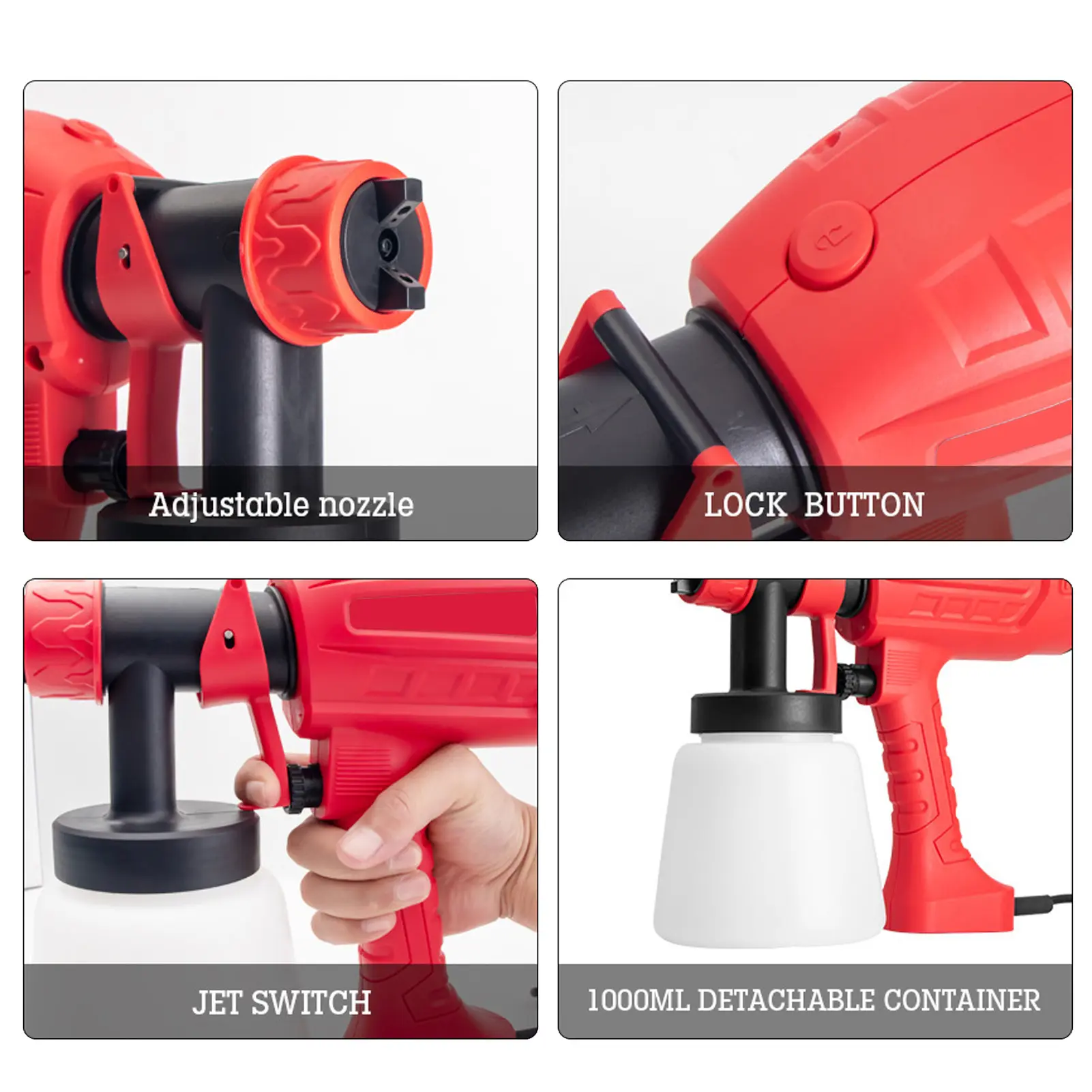 Electric Spray Gun Lightweight Ergonomic Electric Paint Sprayer with 20 Fl Oz Detachable Cup 2 Nozzles 3 Patterns Paint Sprayer