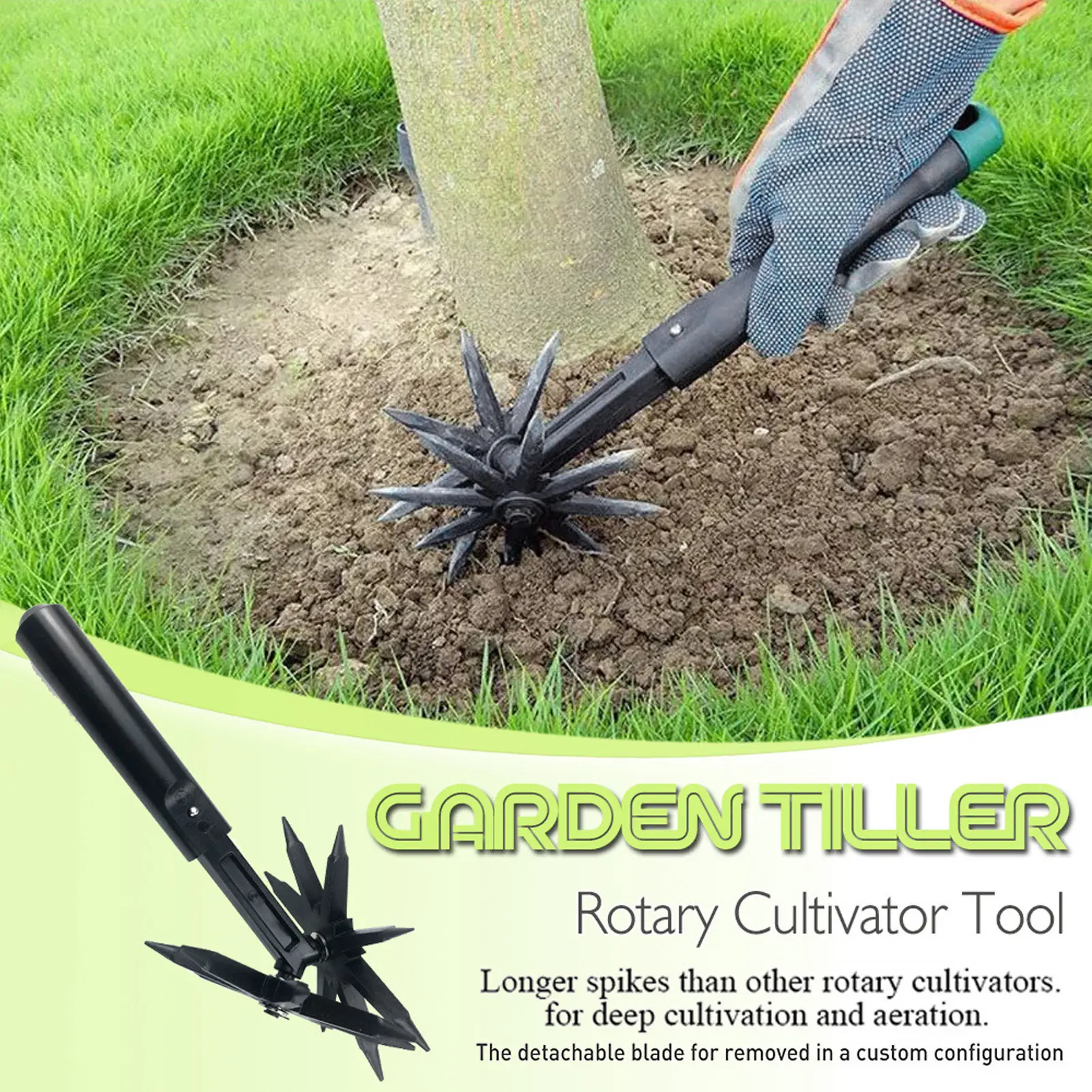 Garden Rotary Cultivator Rotary Cultivator Manual Tiller Light Weight Garden Rake Soil Scarifier for Planting Around Soil Plants