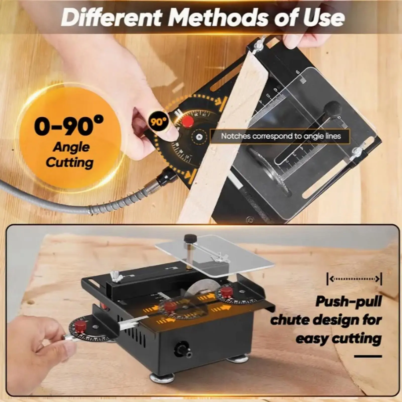 Crafts Mini Table Saw Mini Multi Functional Table Saw Portable Desktop Electric Adjustable Height Angle for Crafts Wood Cutting