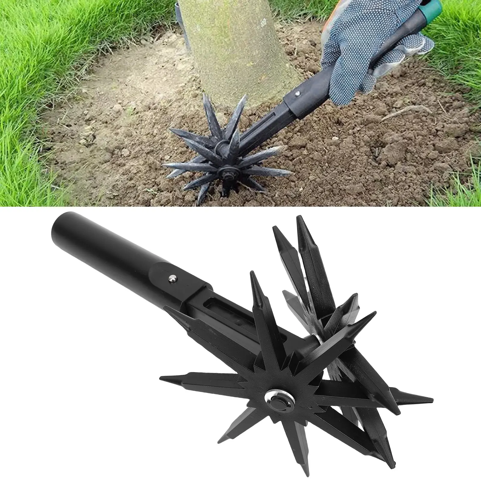 Garden Rotary Cultivator Rotary Cultivator Manual Tiller Light Weight Garden Rake Soil Scarifier for Planting Around Soil Plants