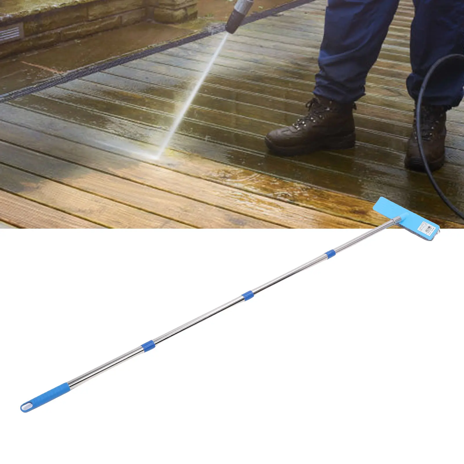 Telescopic Handle Wire Broom 30cm Heavy Duty Steel Wire Broom Stainless Steel Telescopic Handle Outdoor Floor Scrub Brush