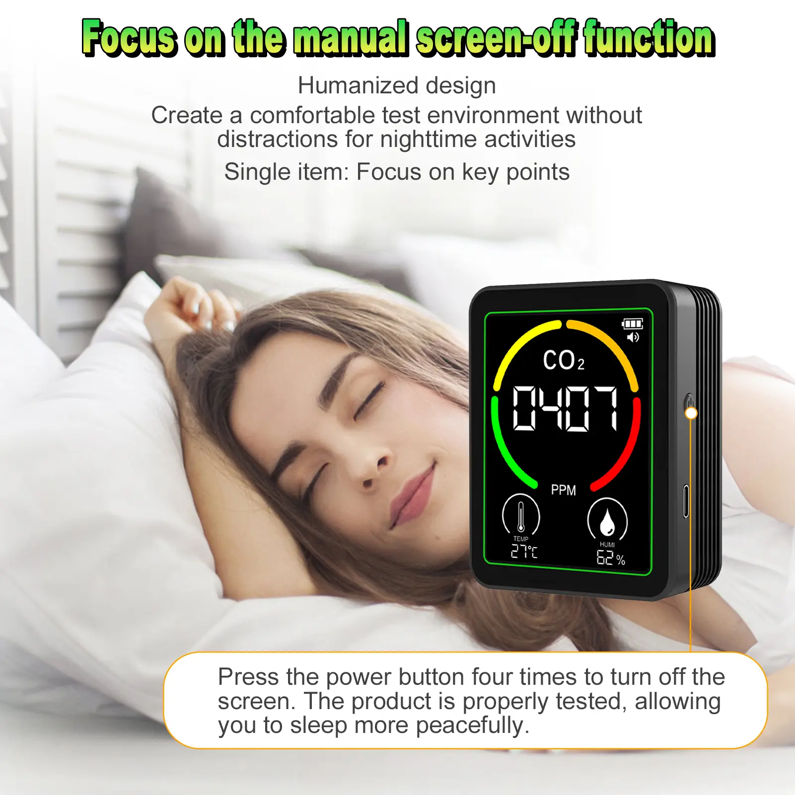 3-in-1 2.8-inch Color Screen Air Quality Detector, Real-Time Carbon Dioxide, Humidity, Temperature Monitoring for Home