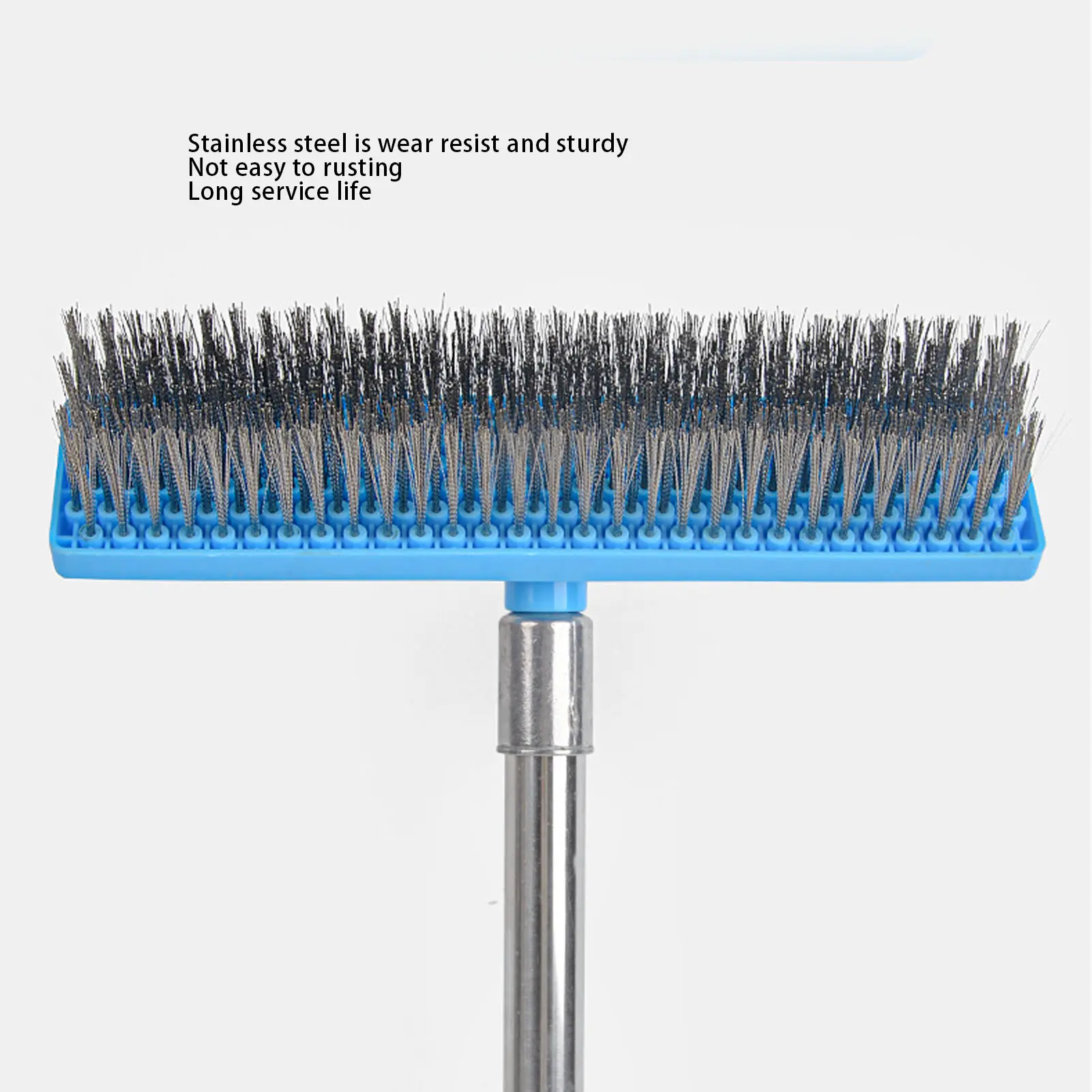 Telescopic Handle Wire Broom 30cm Heavy Duty Steel Wire Broom Stainless Steel Telescopic Handle Outdoor Floor Scrub Brush