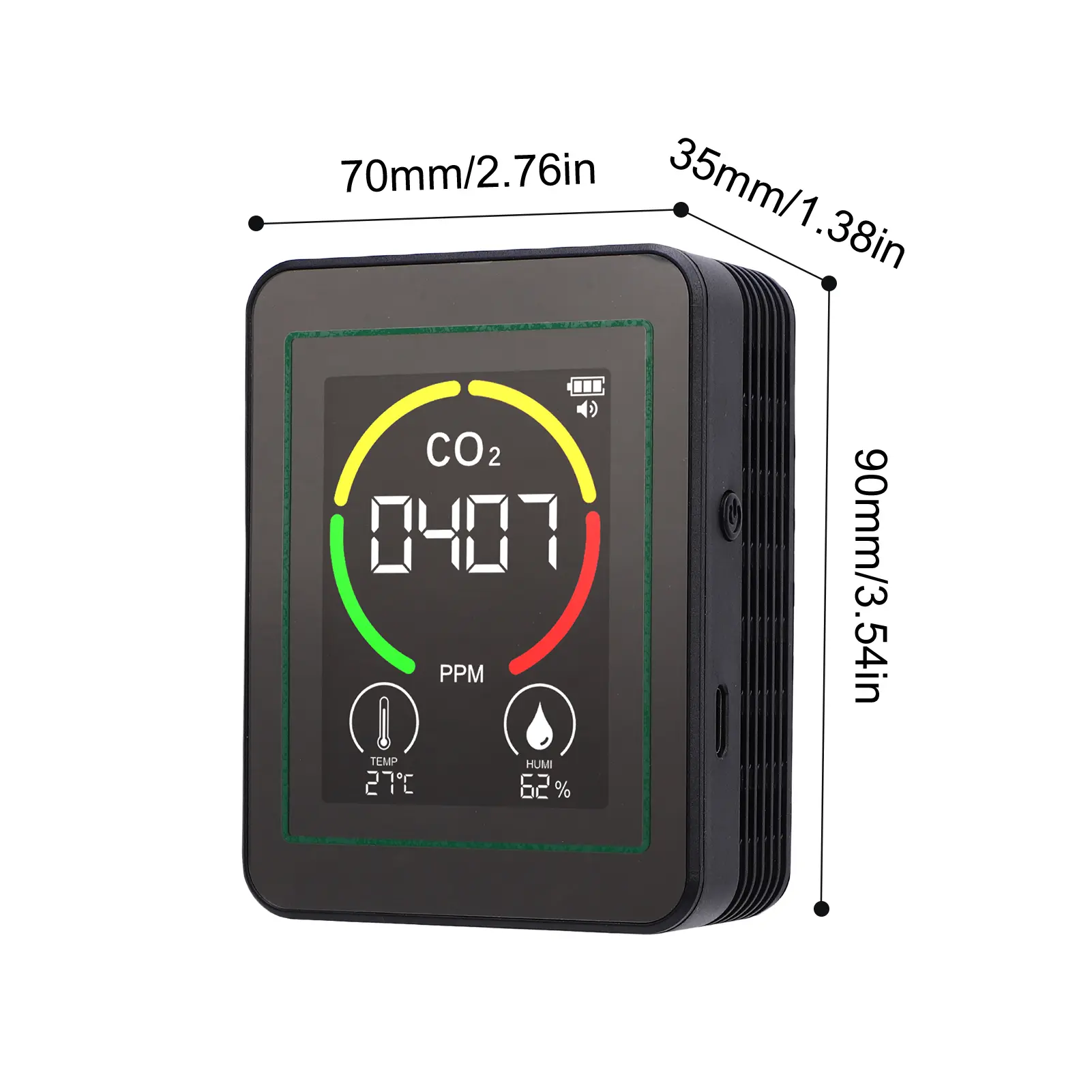 3-in-1 2.8-inch Color Screen Air Quality Detector, Real-Time Carbon Dioxide, Humidity, Temperature Monitoring for Home