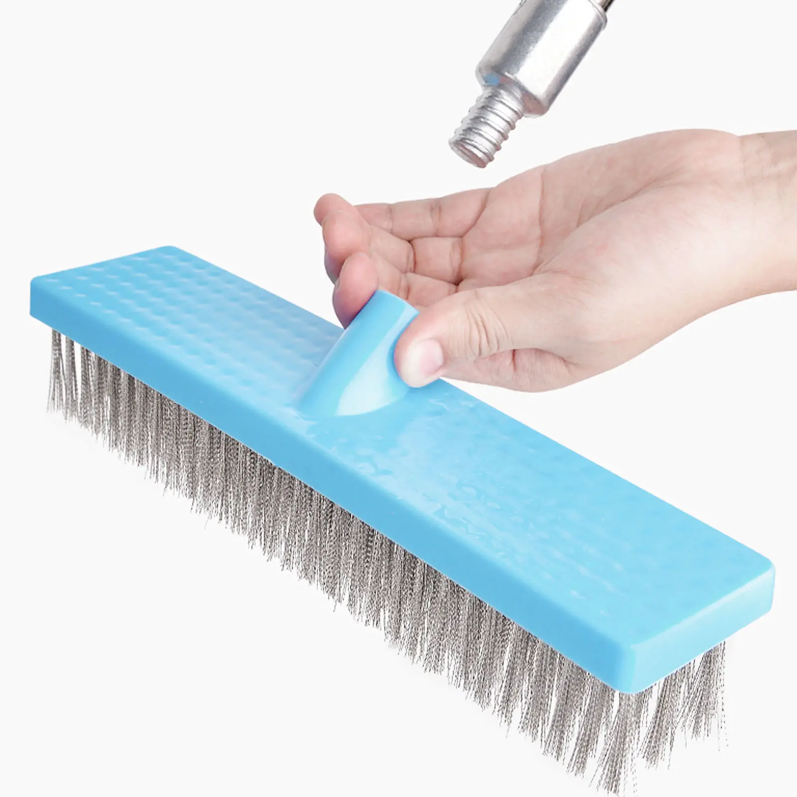 Telescopic Handle Wire Broom 30cm Heavy Duty Steel Wire Broom Stainless Steel Telescopic Handle Outdoor Floor Scrub Brush